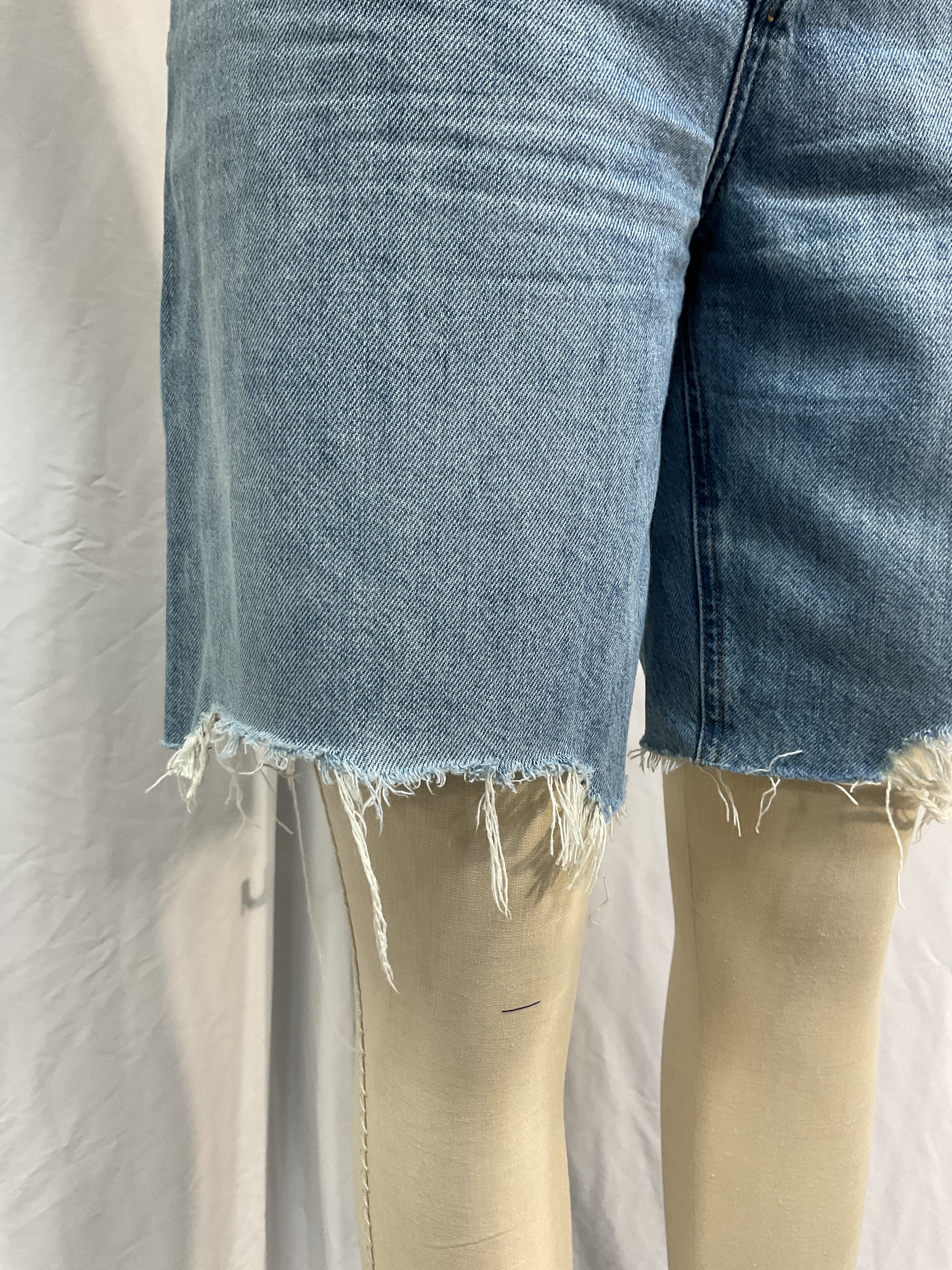 Degradable High Waist Bermuda Denim Shorts - Image 3
