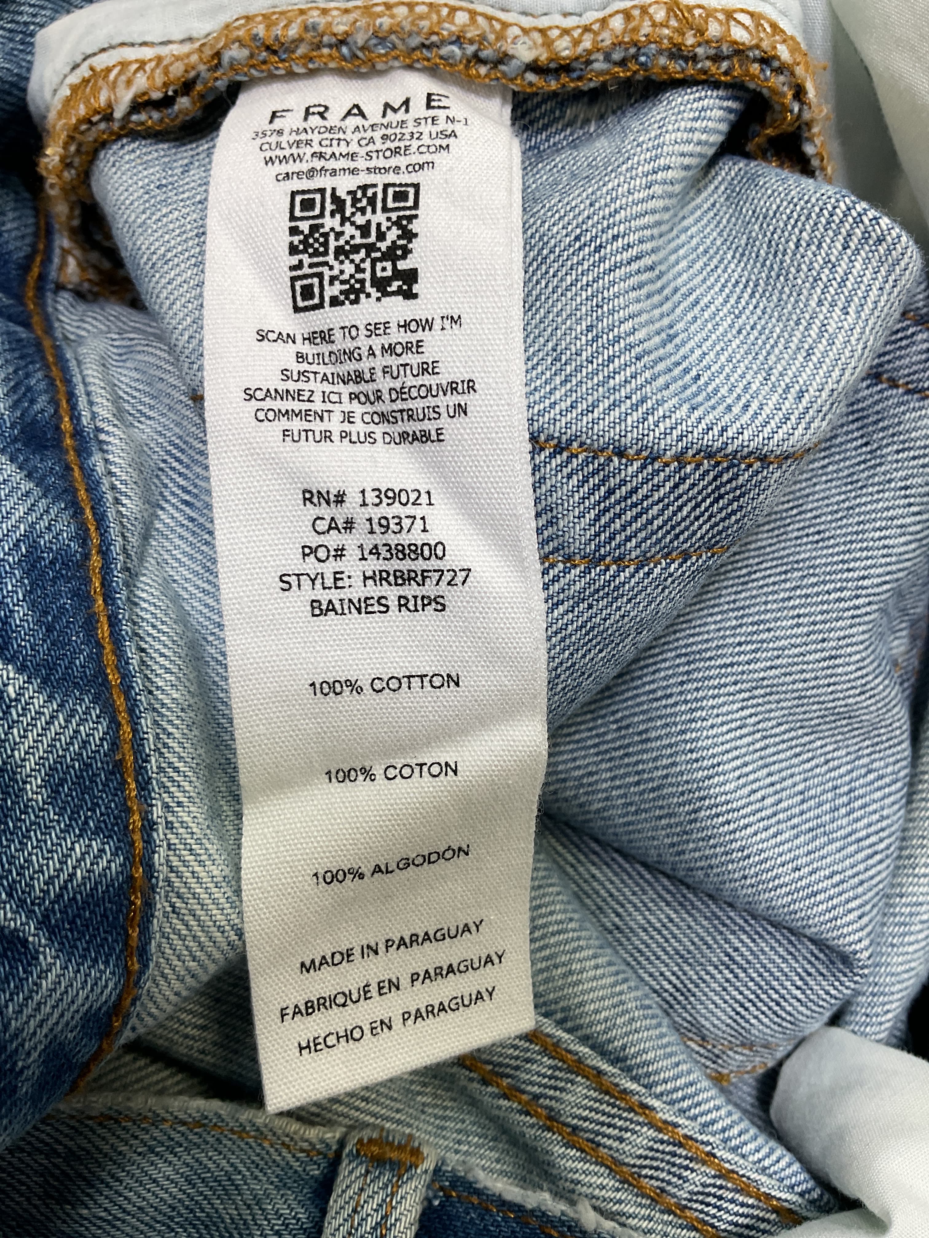 Degradable High Waist Bermuda Denim Shorts - Image 4