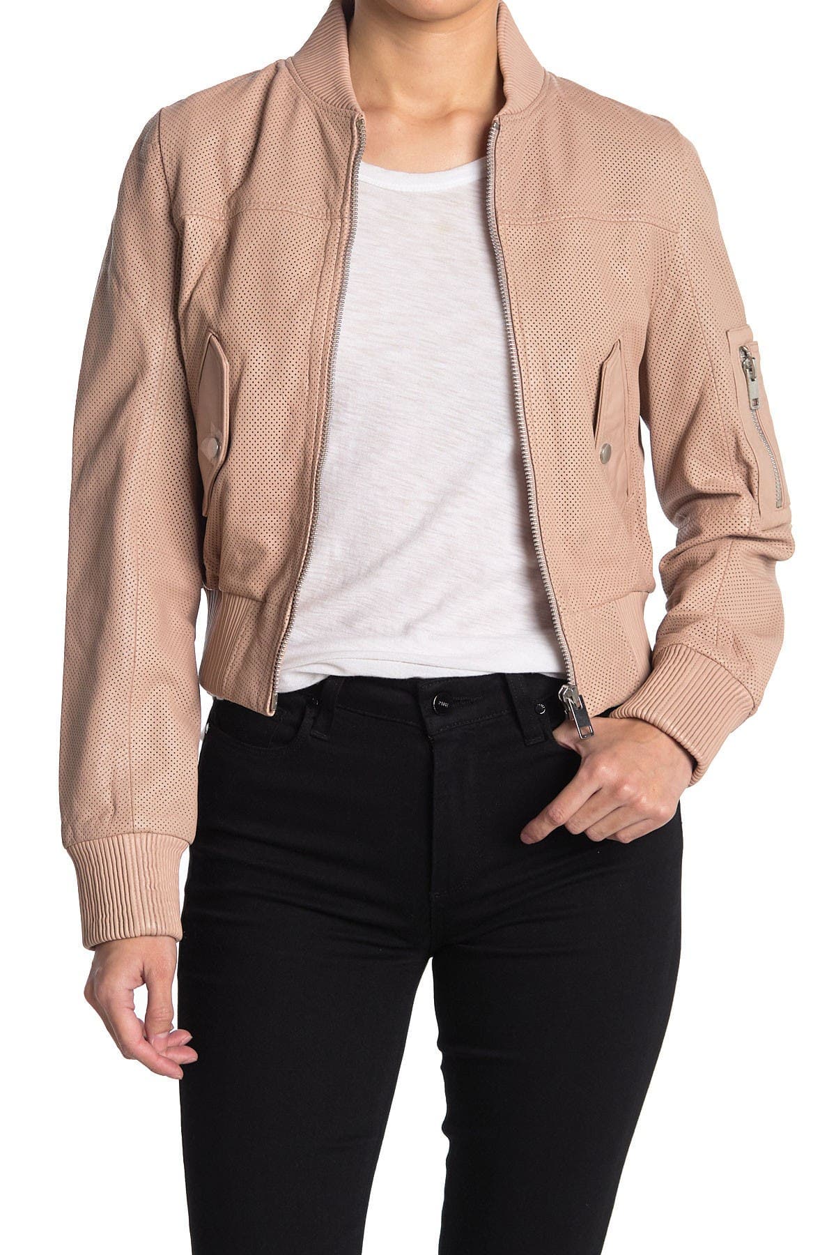 Hailey Leather Bomber Jacket - Image 1