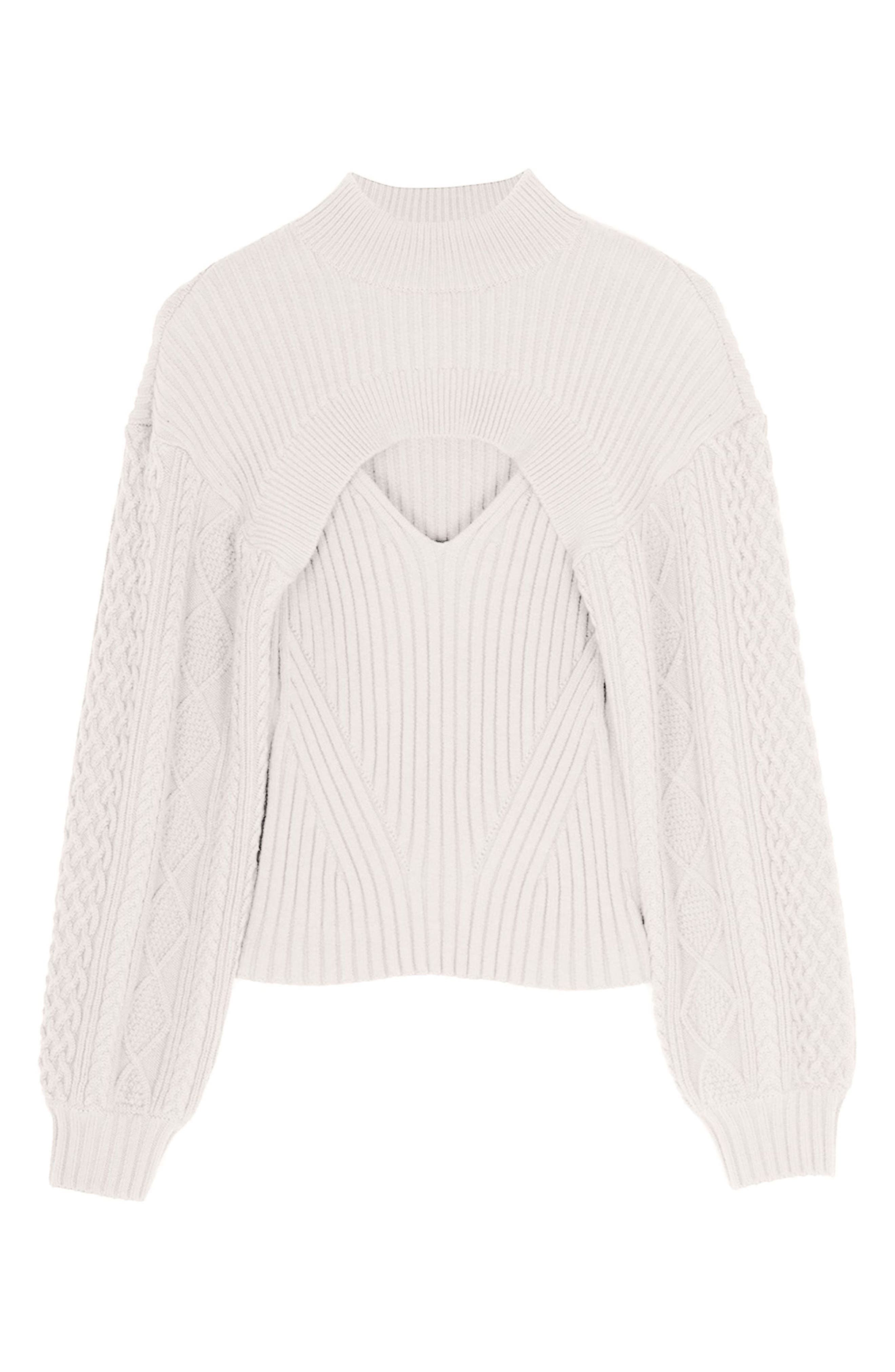Elkie Mix Stitch Cutout Sweater - Image 1