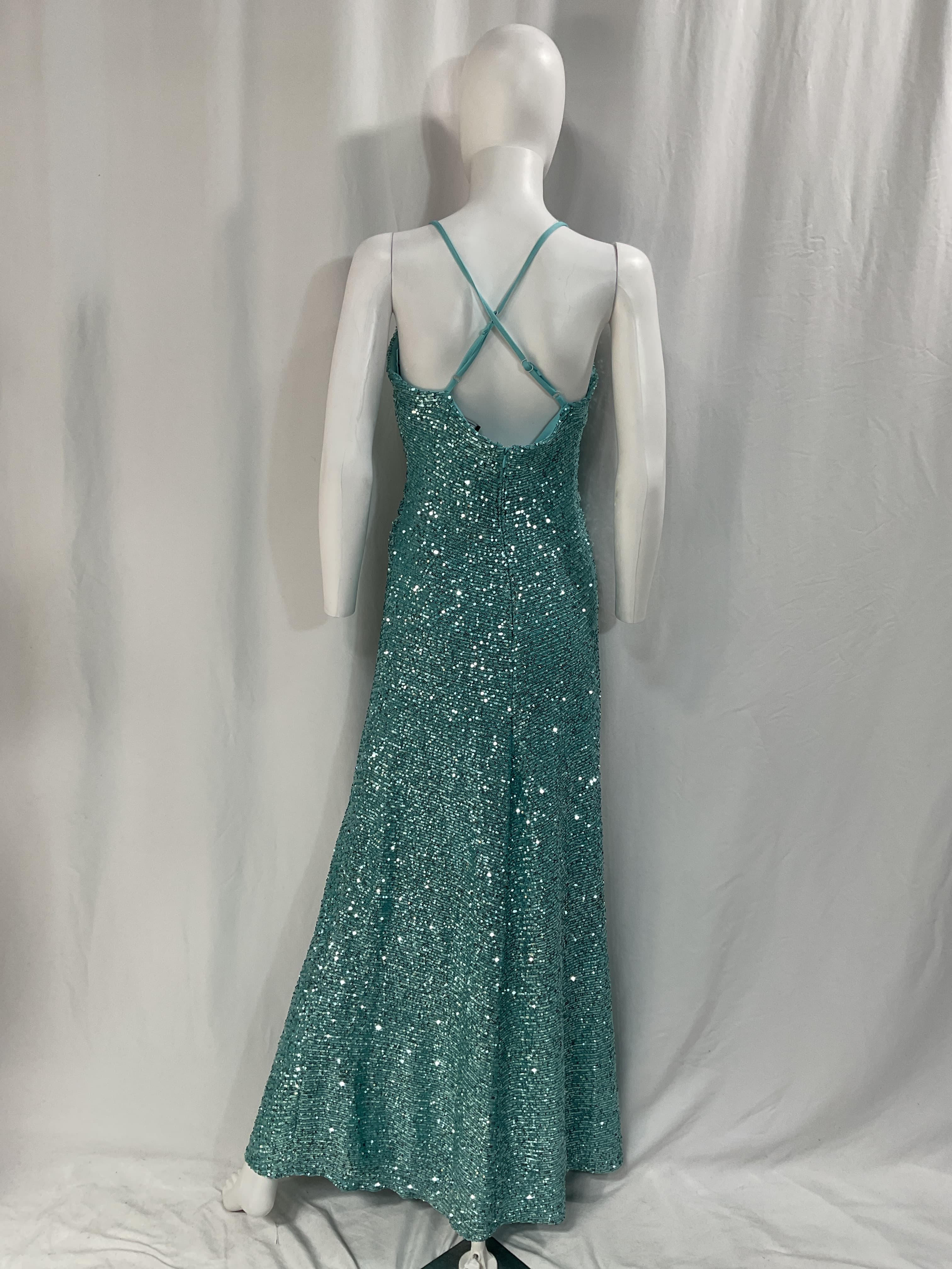 Cowl Neck Sequin Crossback Body-Con Gown - Image 2