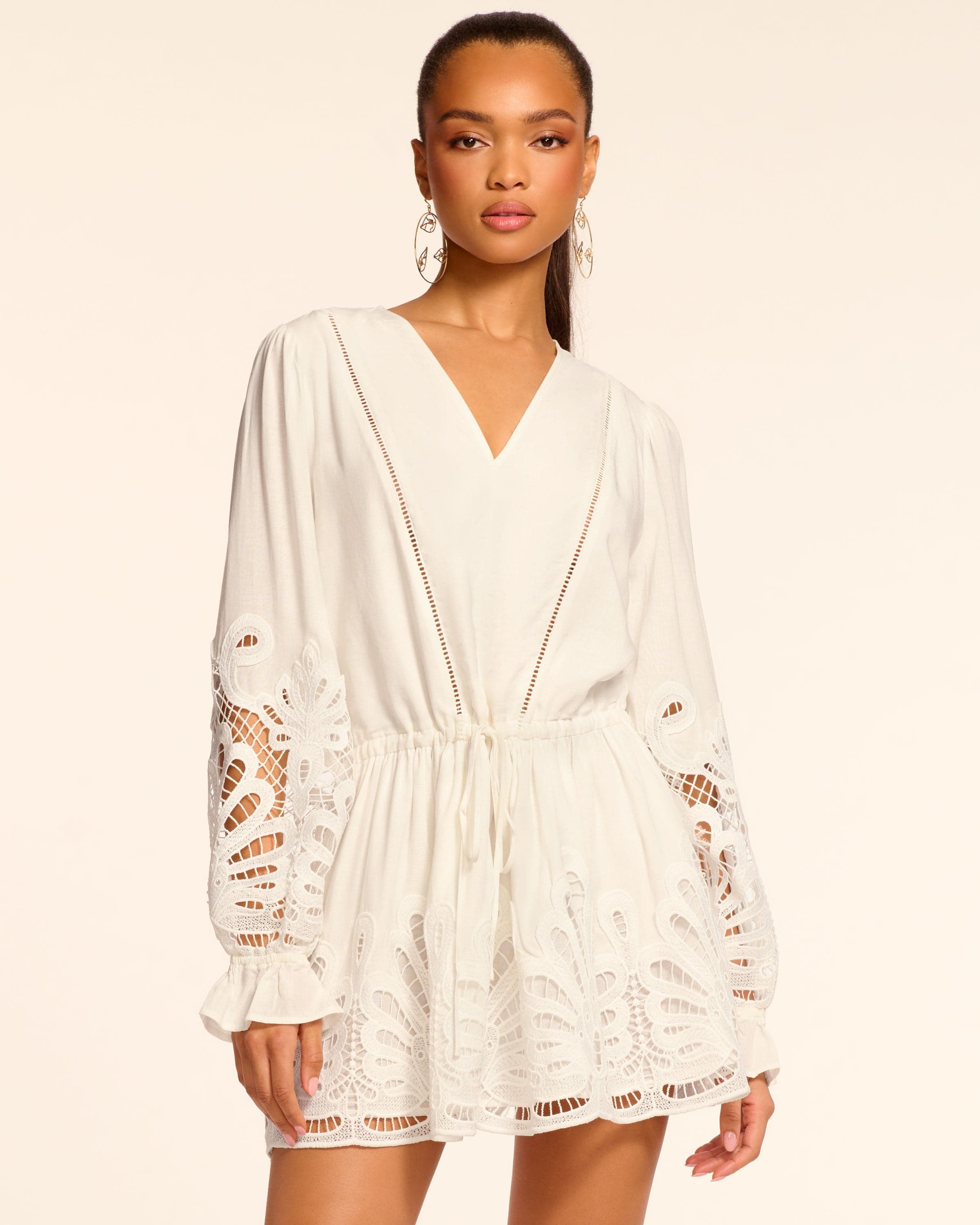 Ingrid Long Sleeve Eyelet Mini Dress - Image 1