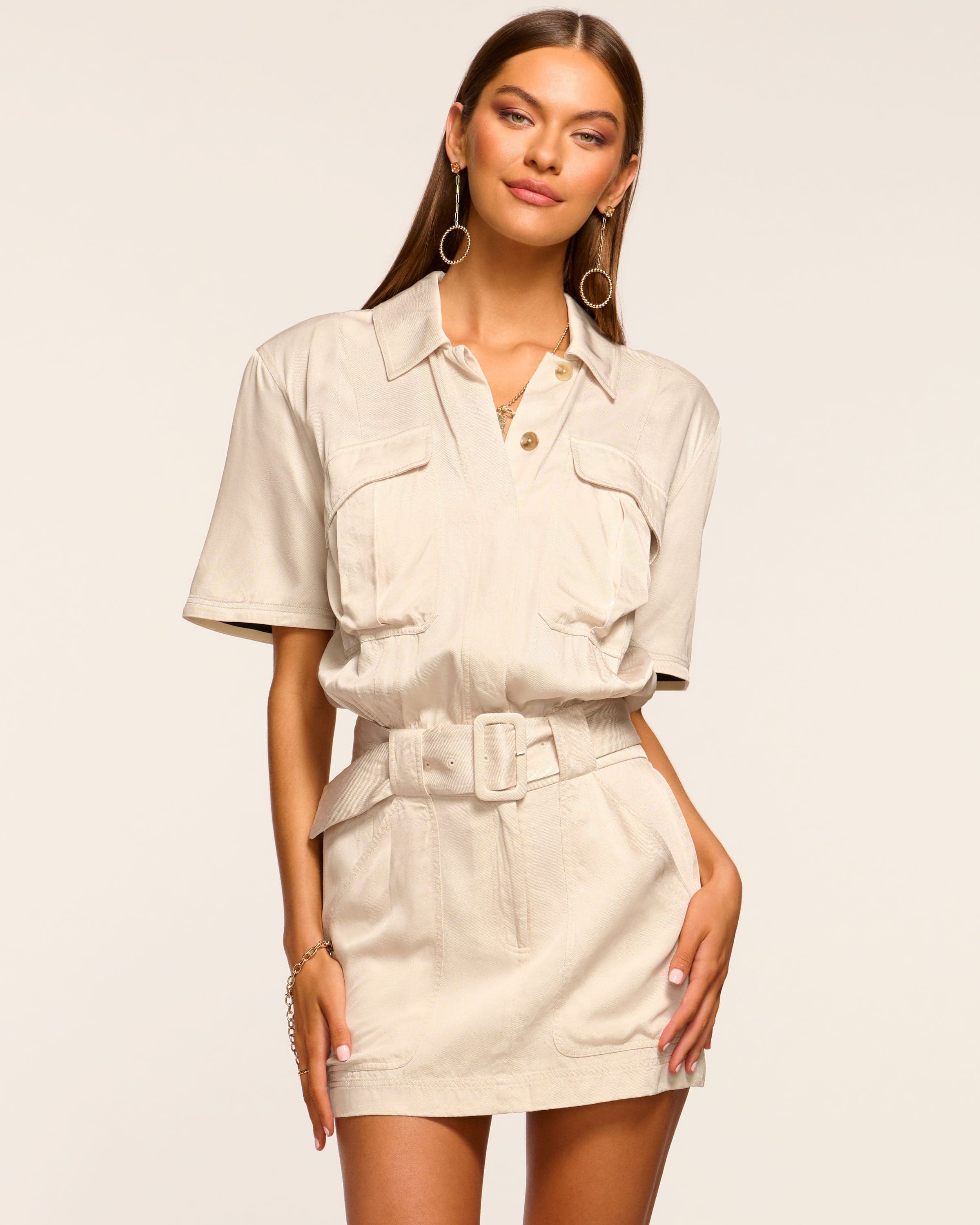 Avery Belted Short Sleeve Mini Dress - Image 1