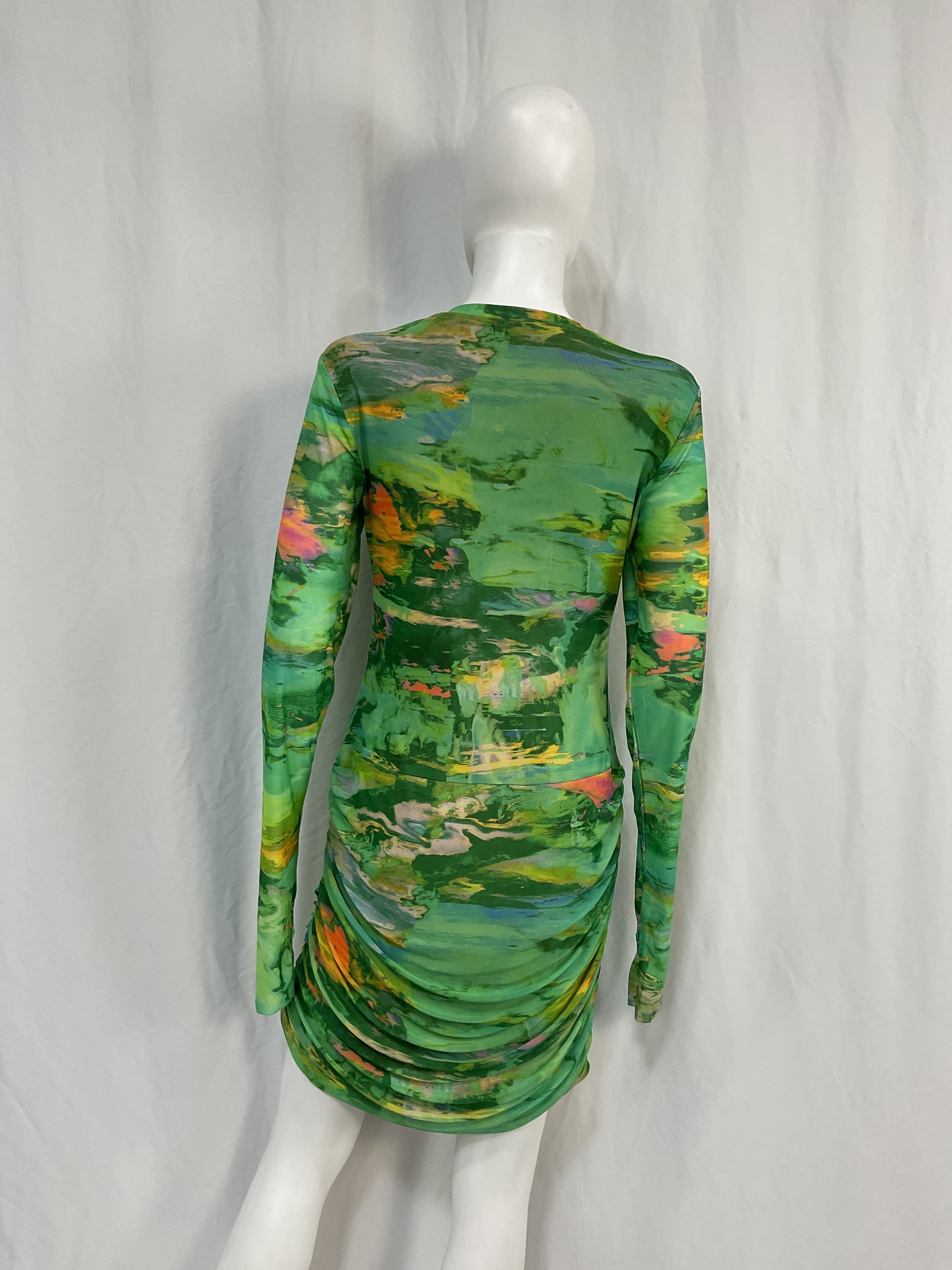 Mirza Mini Dress In Acid Green Marble - Image 2