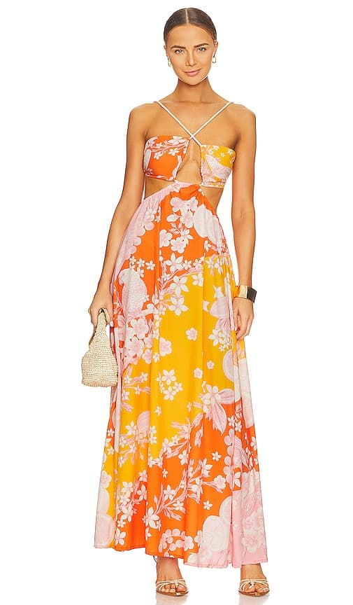 Agua Bendita X Revolve Daphne Maxi Dress In Vita Gold Multi - Image 1