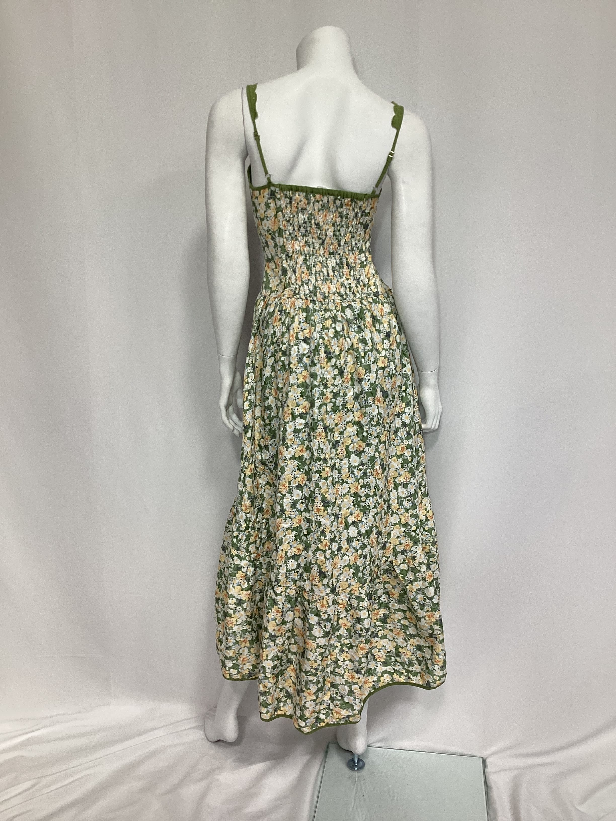 Yamila Dress In Olive & Yellow Floral - Image 3
