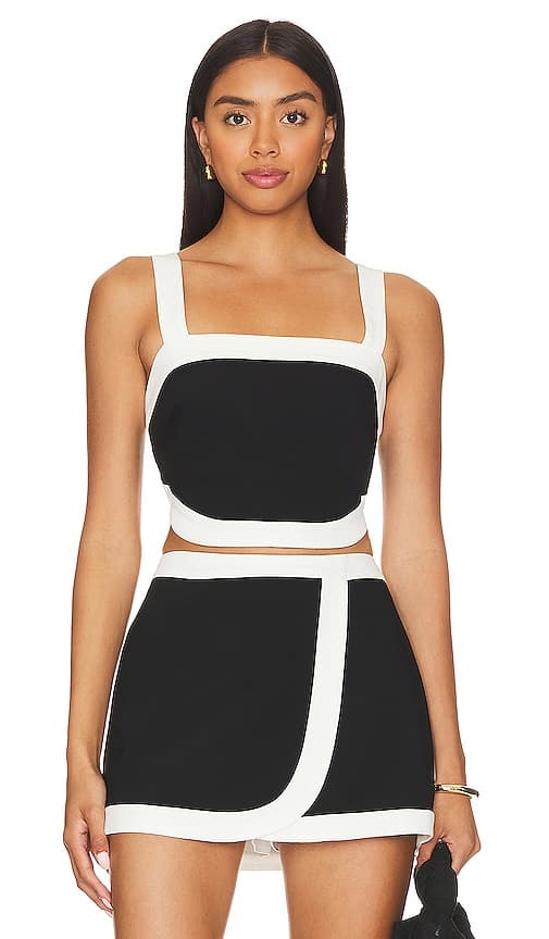 Porsha Top In Black & Ivory - Image 1