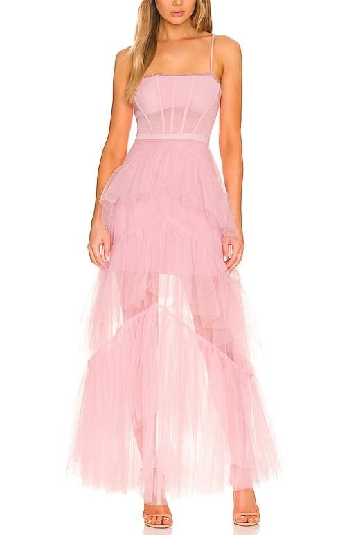 Corset Tulle Gown In Pink Tint - Image 1