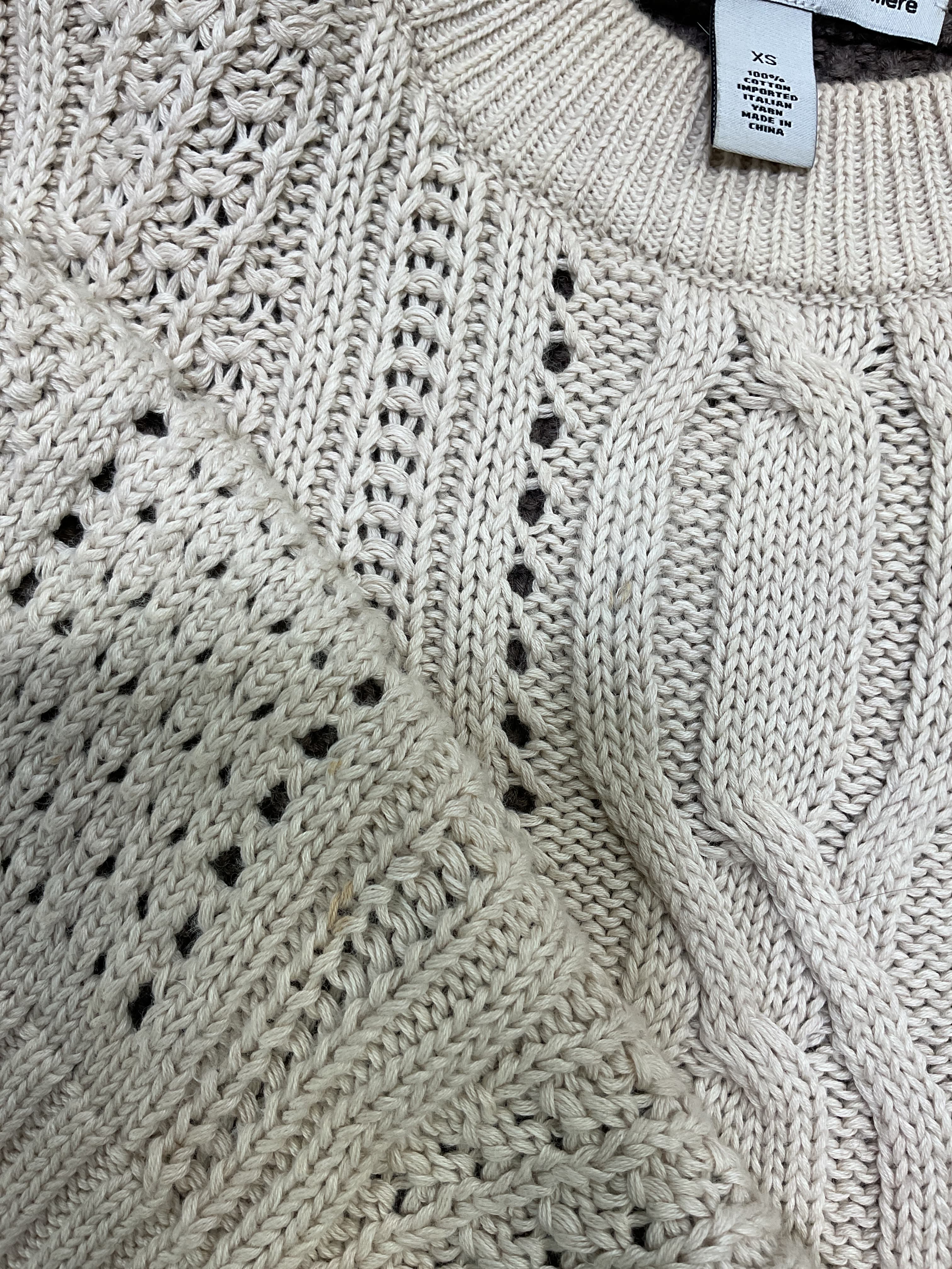Color Block Cropped Cable Crew - Image 2
