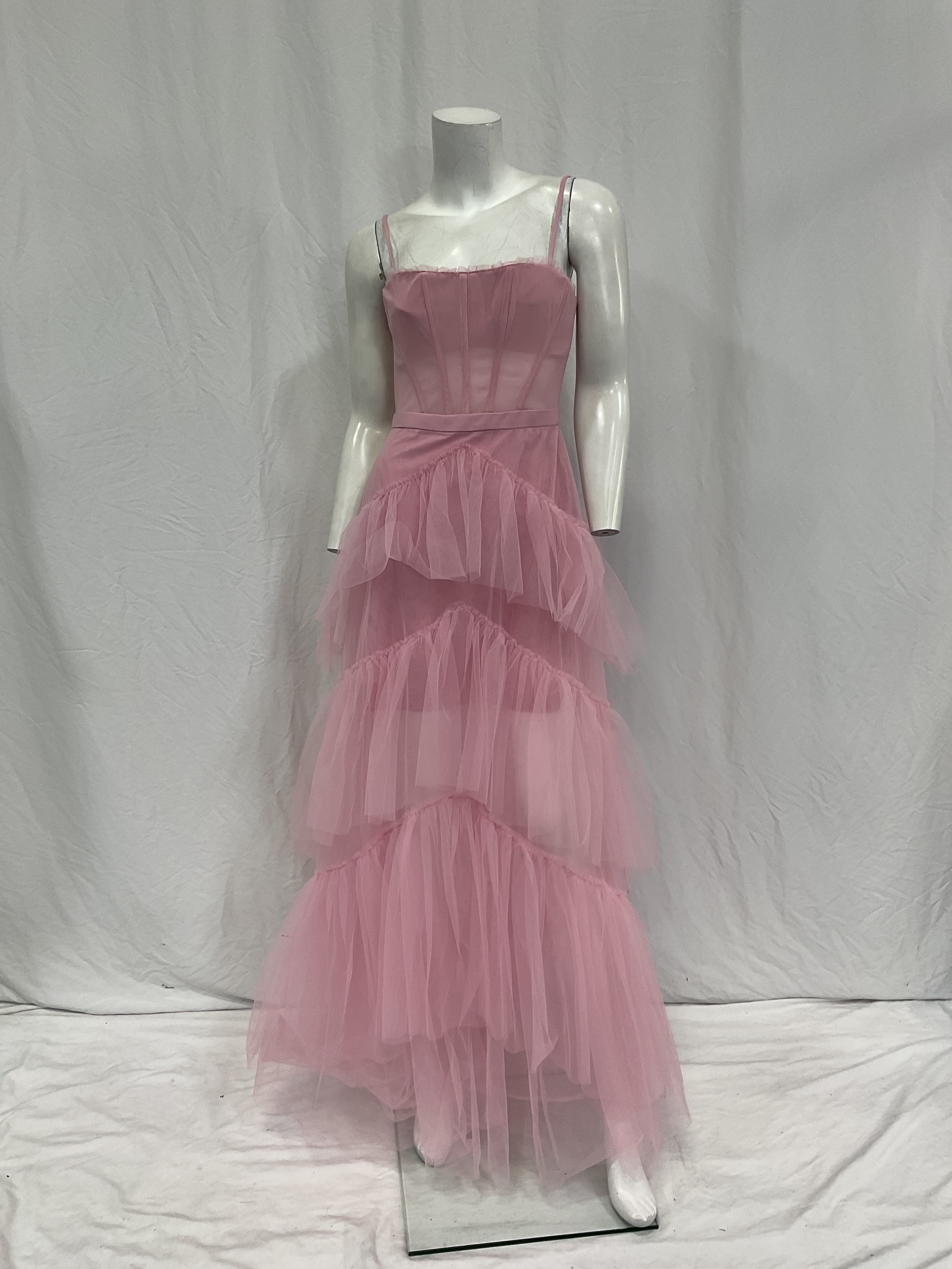 Corset Tulle Gown In Pink Tint - Image 4