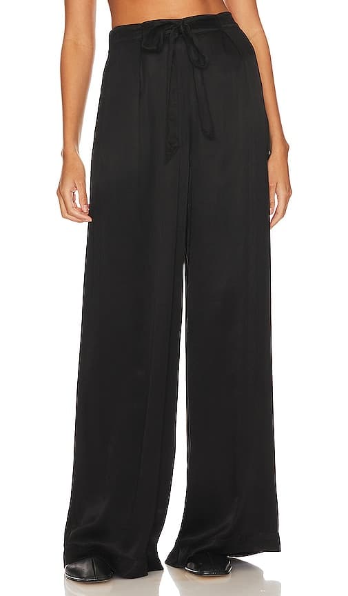 Pleat Front Wide Leg Pants In Black - Image 1