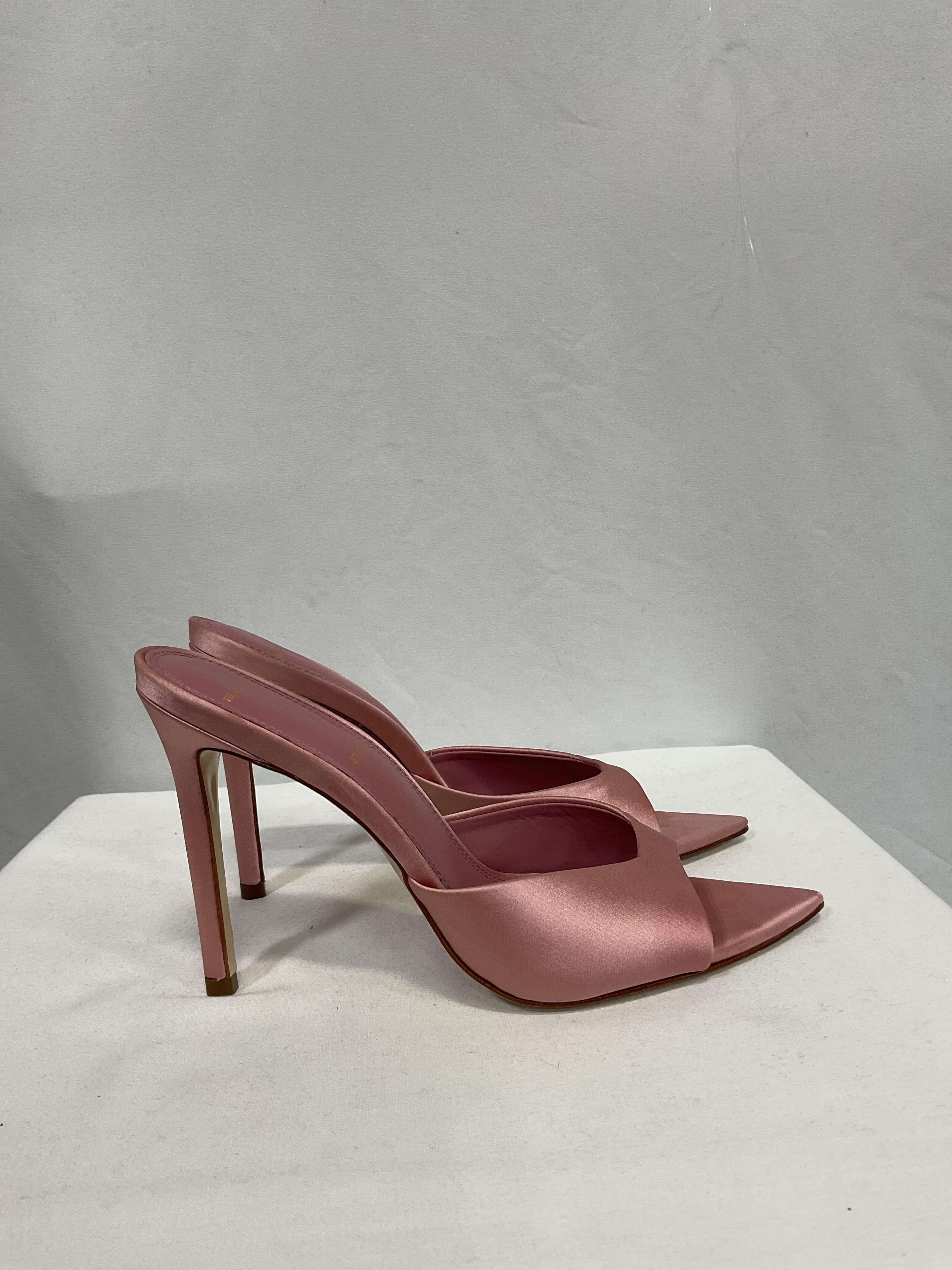 Brea Mule Sandal In Dusty Rose Satin - Image 3