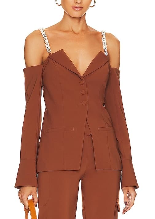 Ember Blazer Top In Brown - Image 1