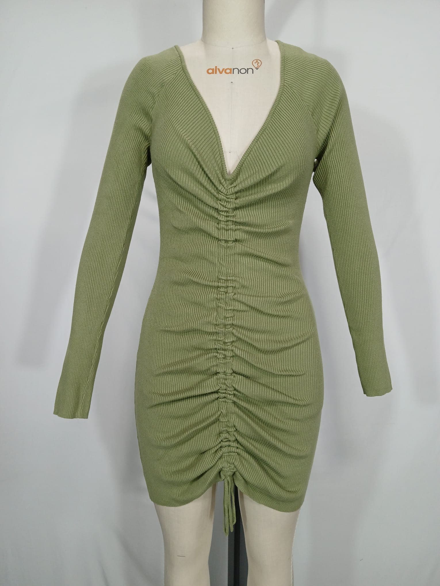 Ciara Sweater Dress In Sage Green - Image 2