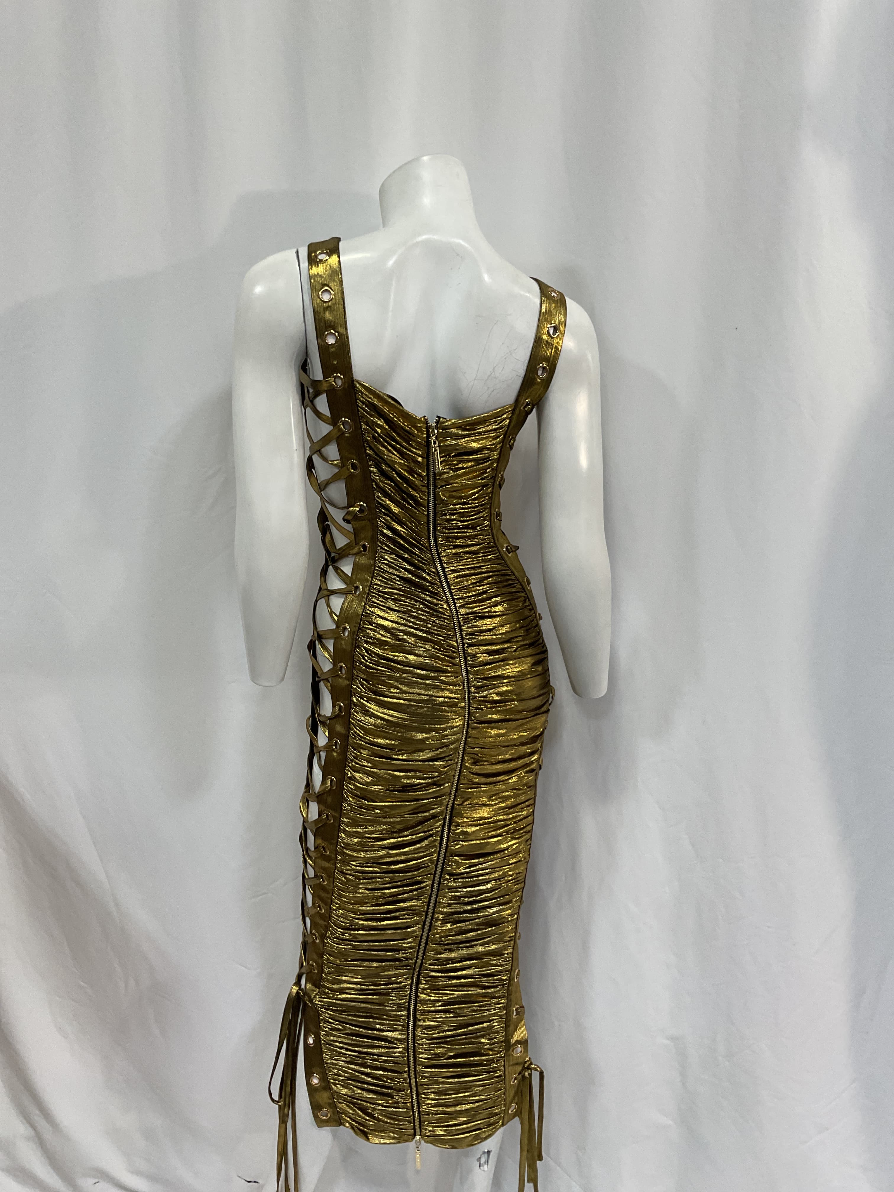 Mimi Midi Dress In Gold - Image 3