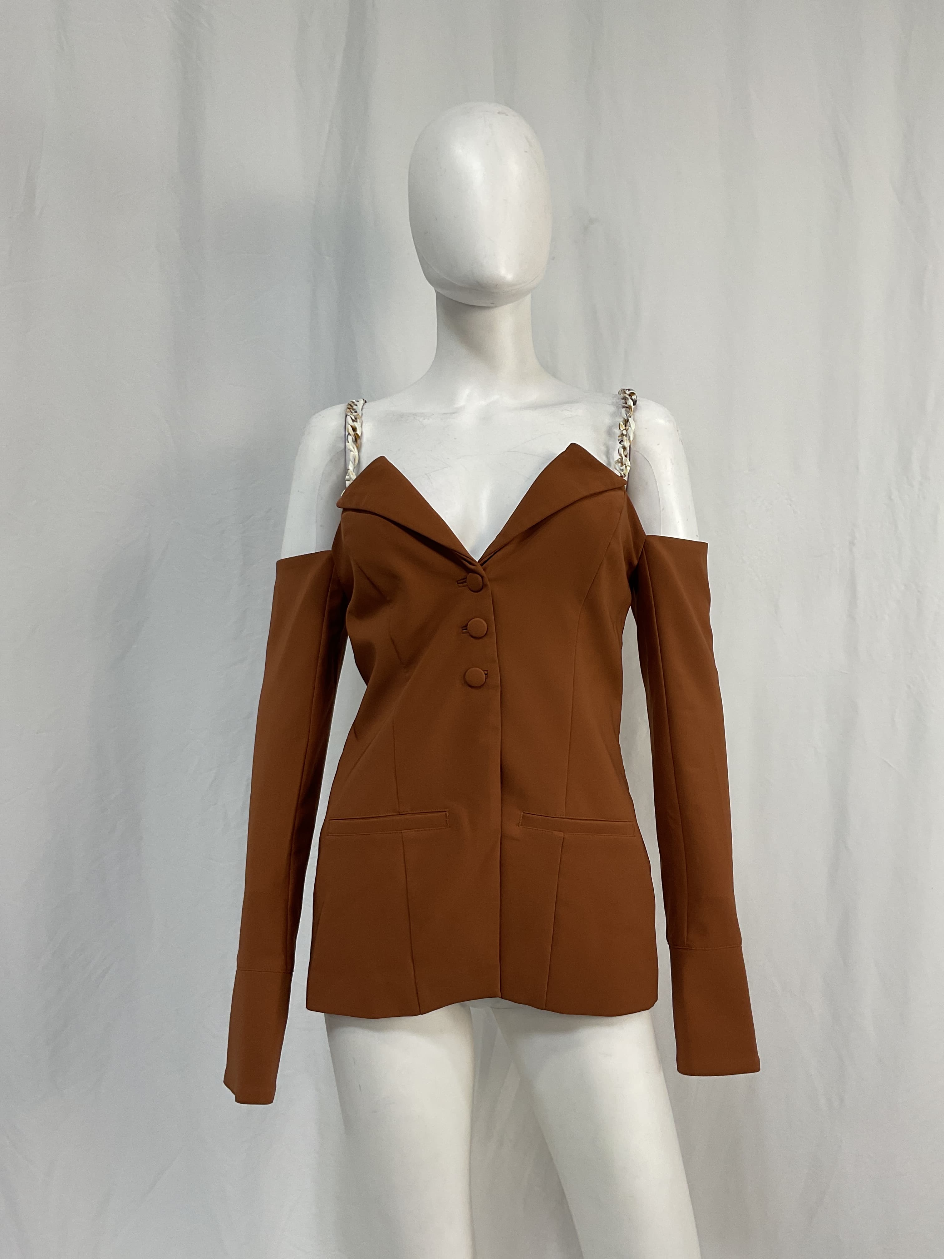 Ember Blazer Top In Brown - Image 3