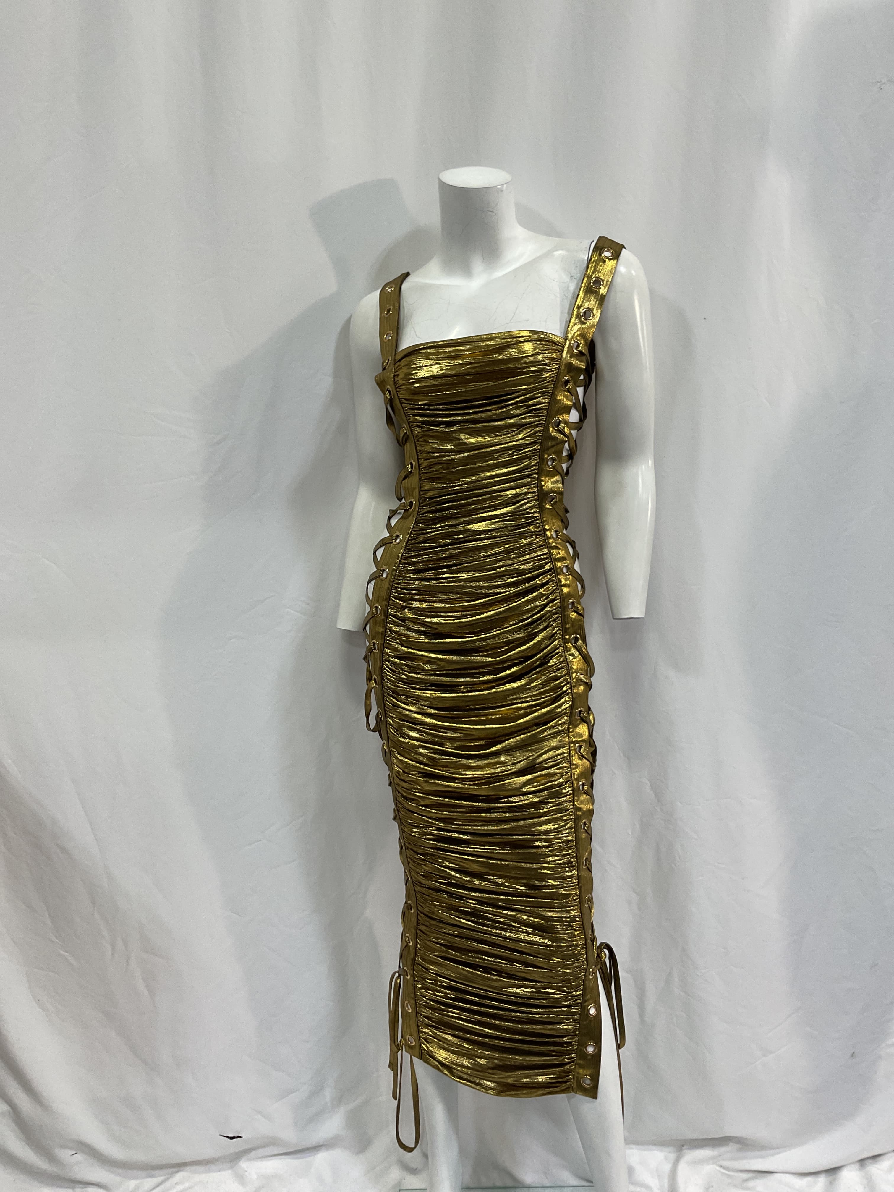 Mimi Midi Dress In Gold - Image 2
