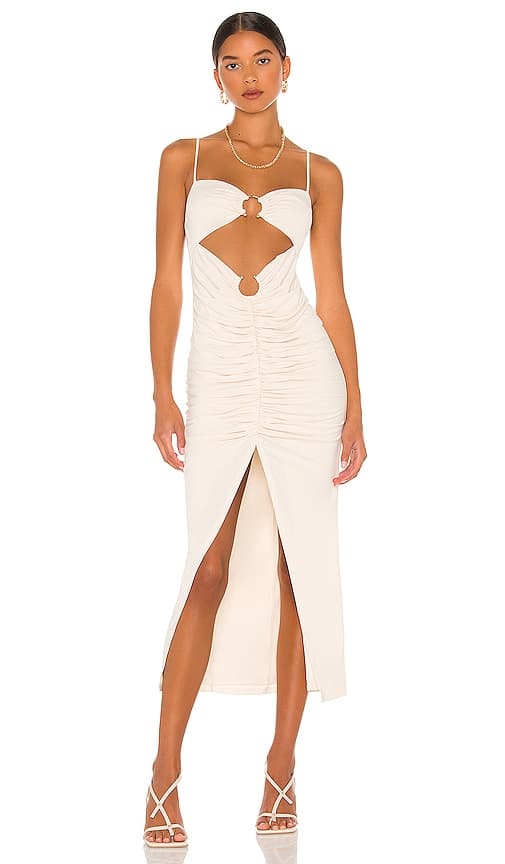 Yasmeen Midi Dress In Beige - Image 1