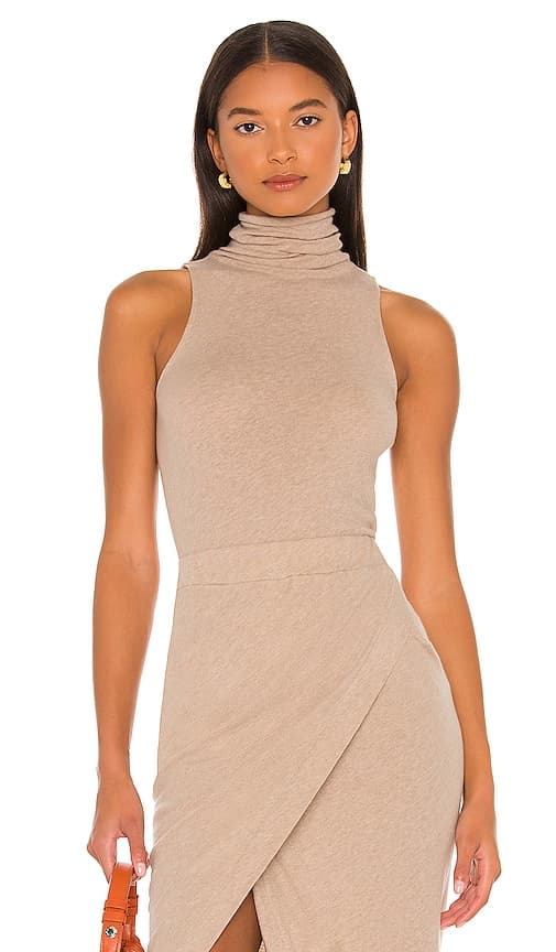 Cashmere Halter Turtleneck In Khaki - Image 1