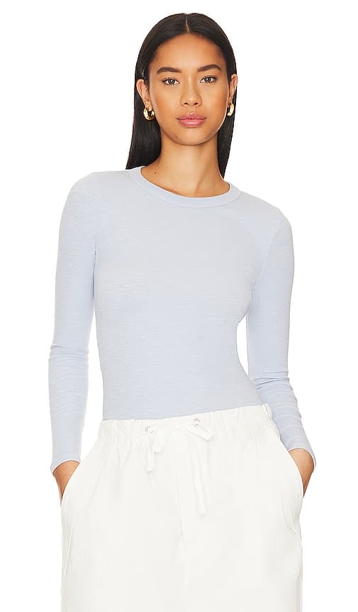 Textured Knit Crew Top In Light Blue - Image 1