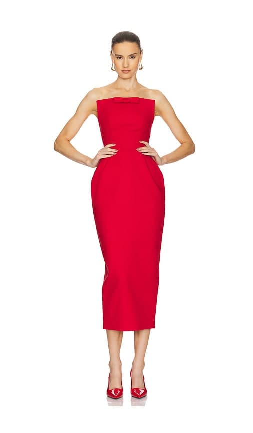 The S Curve Dress With Bow In Lipstick Red - Image 1