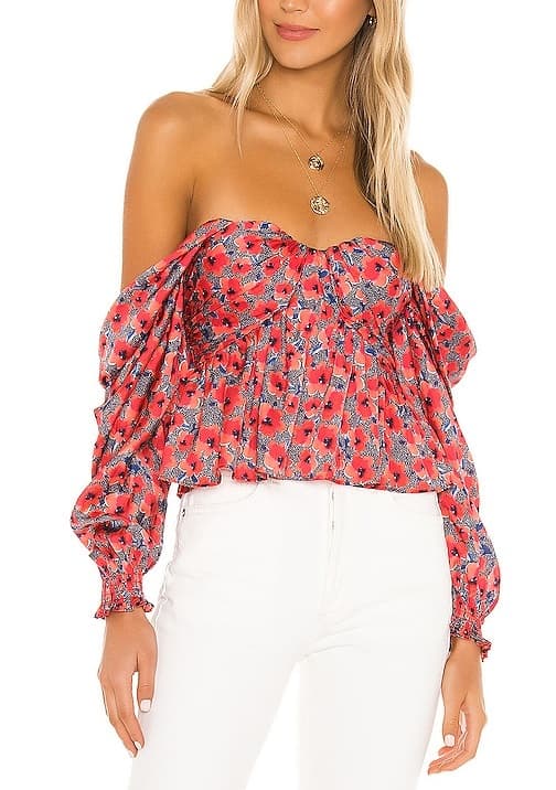House Of Harlow 1960 X Revolve Burna Blouse In Red Poppy Floral - Image 1