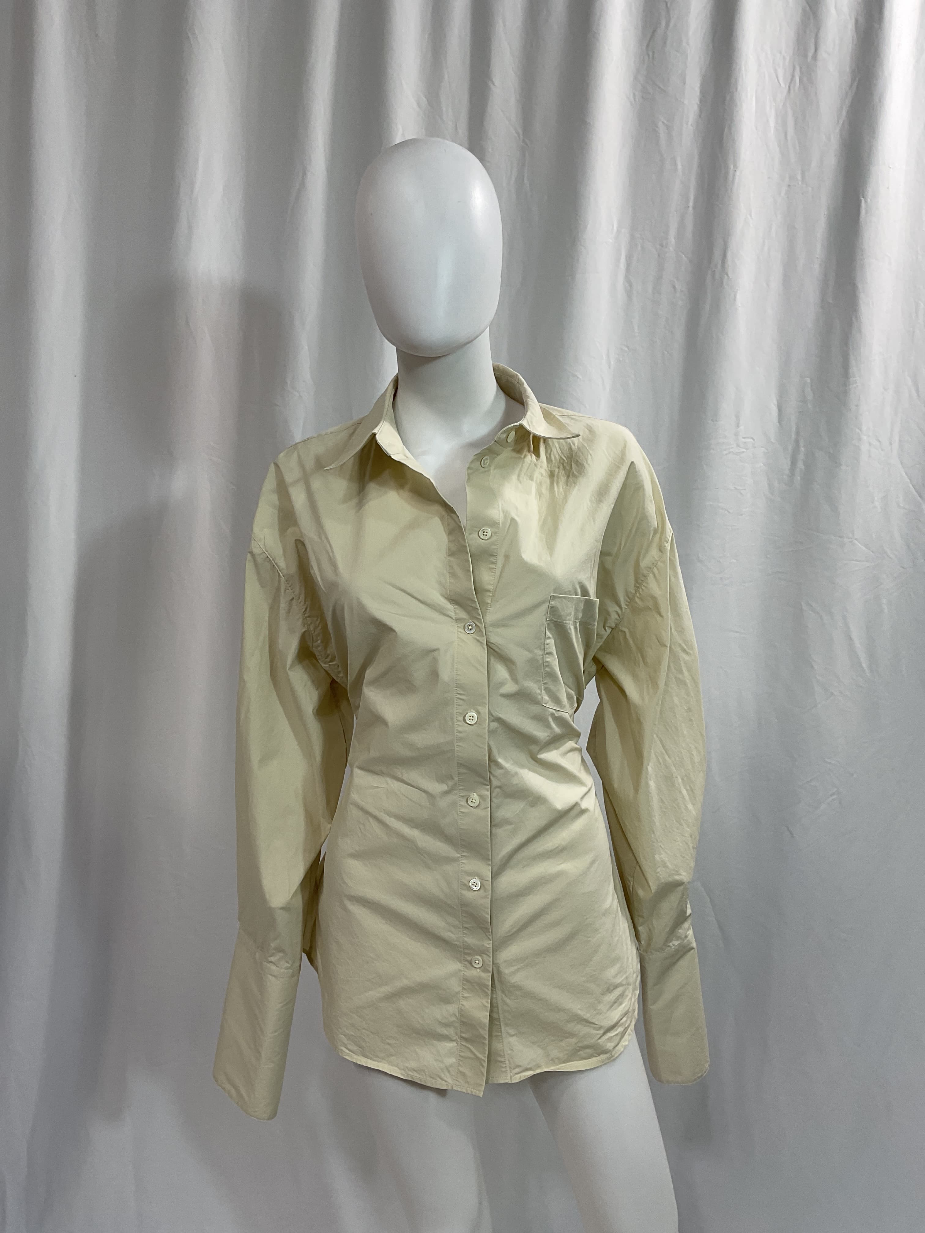 Poplin Lace Back Shirt In Hay - Image 4