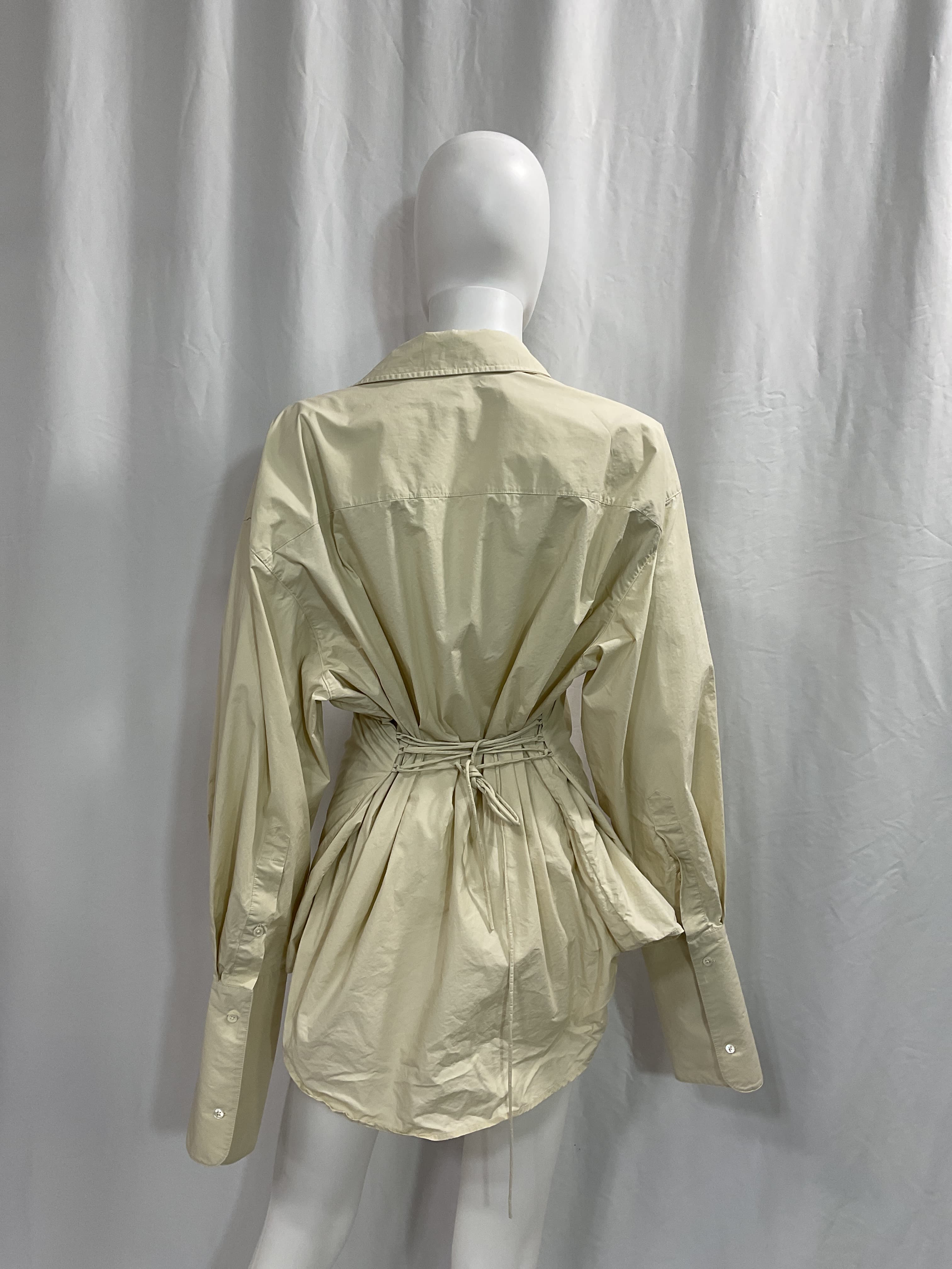 Poplin Lace Back Shirt In Hay - Image 2