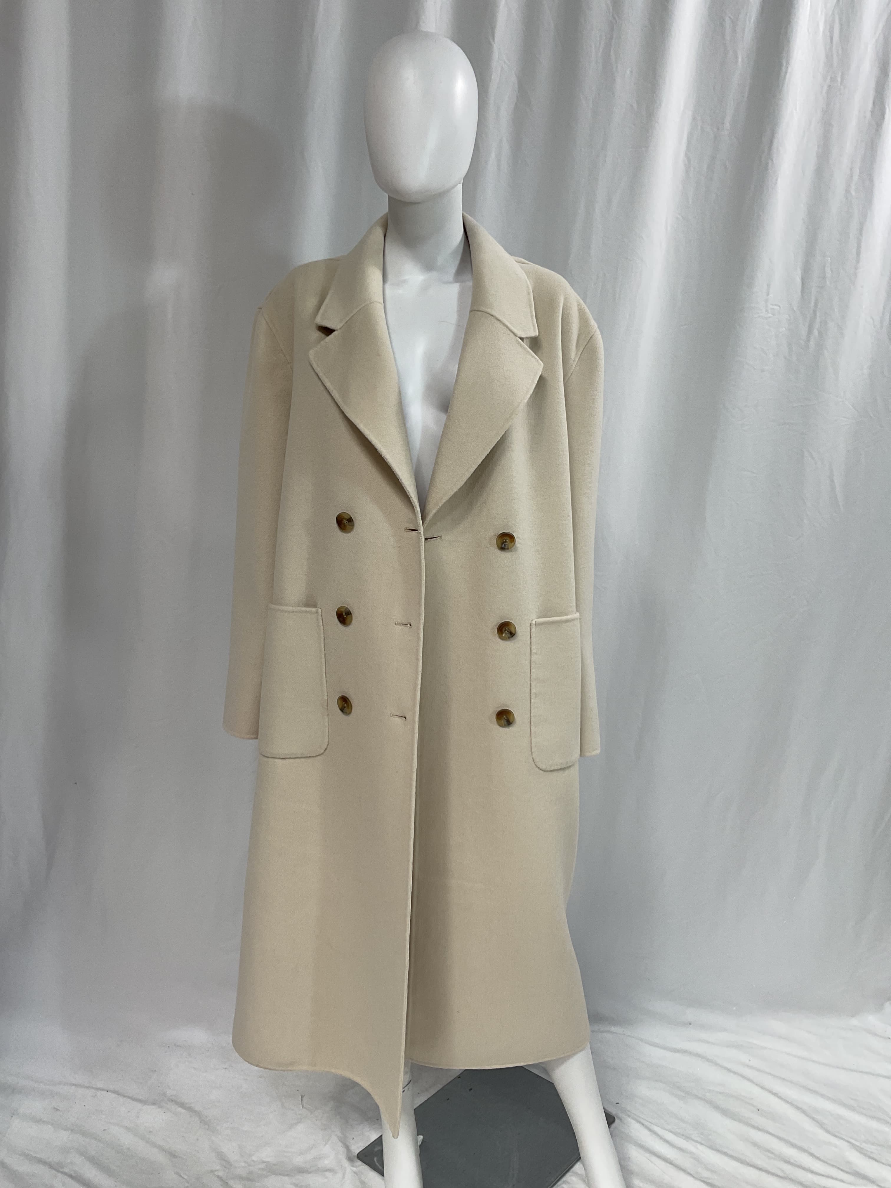 Oversized Coat With Detachable Scarf In Ivory - Image 4
