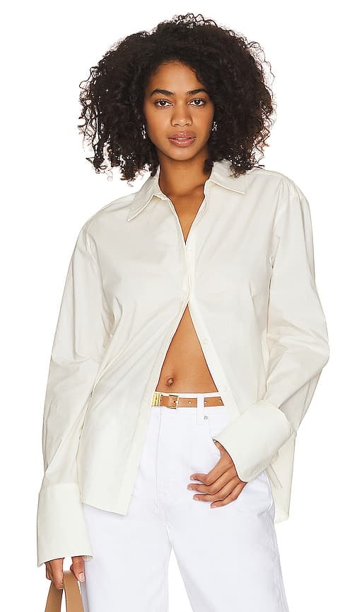 X Maggie Macdonald Lane Button Down Shirt In White - Image 1