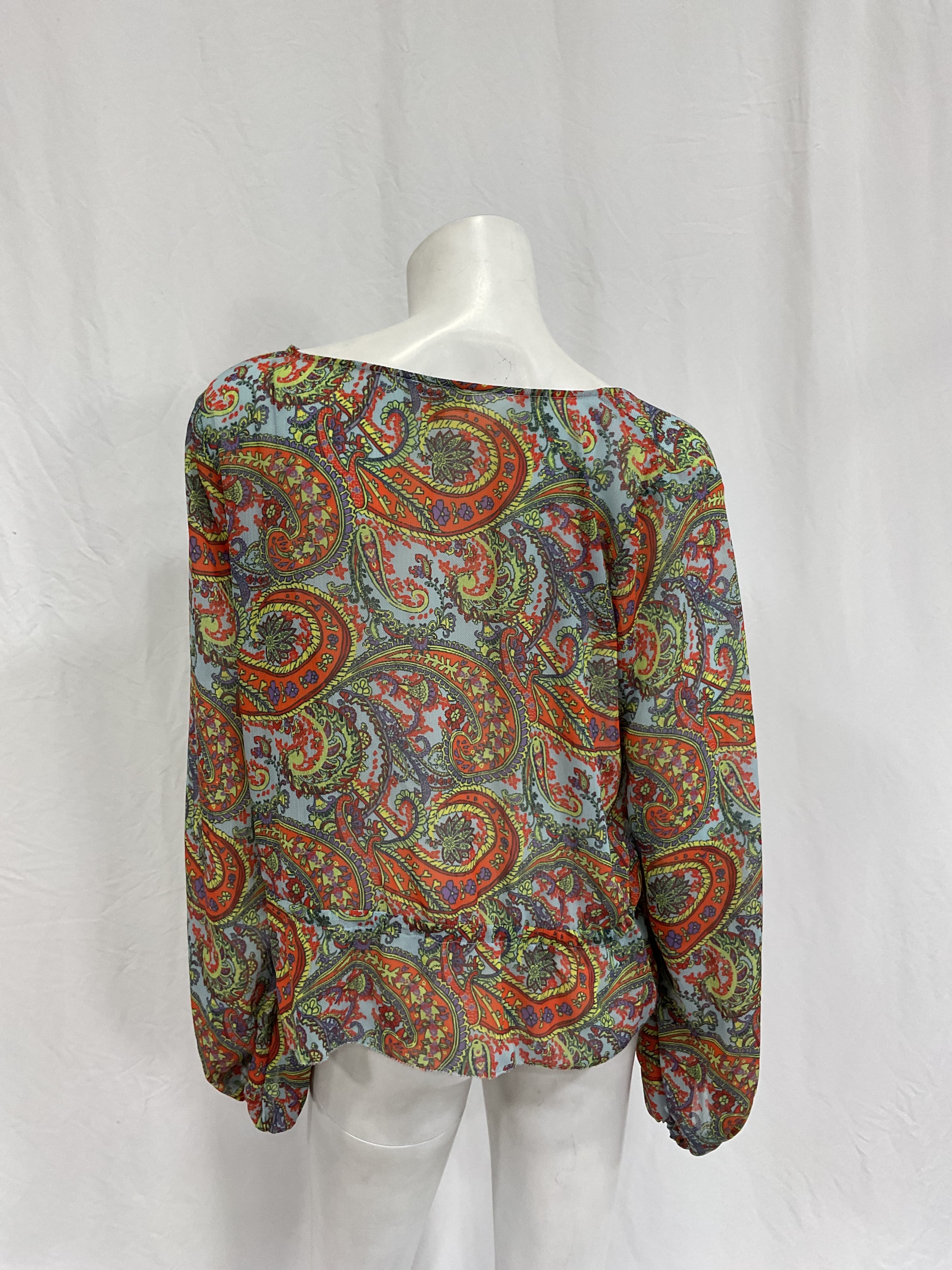 Pixie Drawstring Blouse In Light Blue Vintage Paisley - Image 2