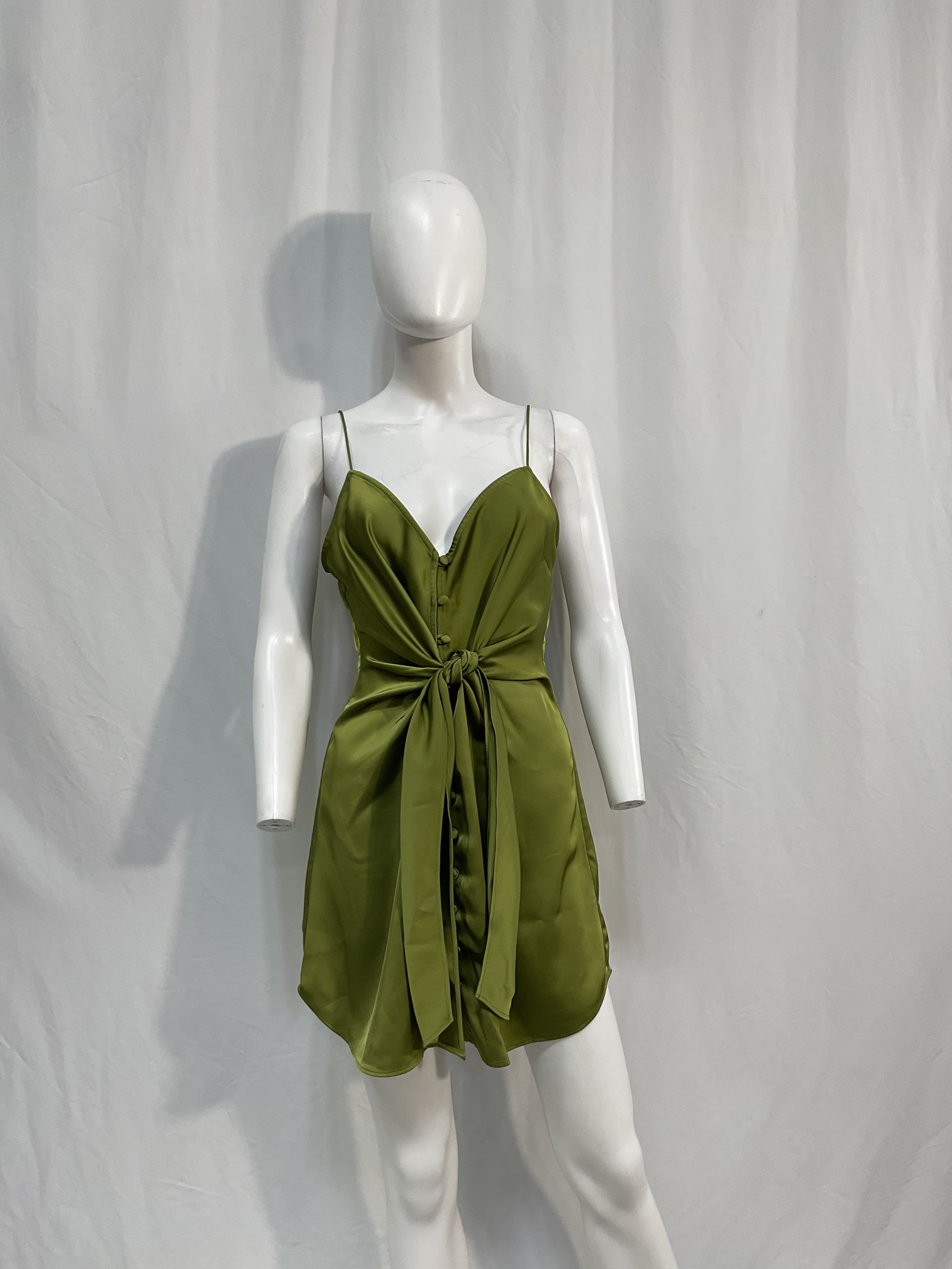 Terina Dress In Light Olive Green - Image 2