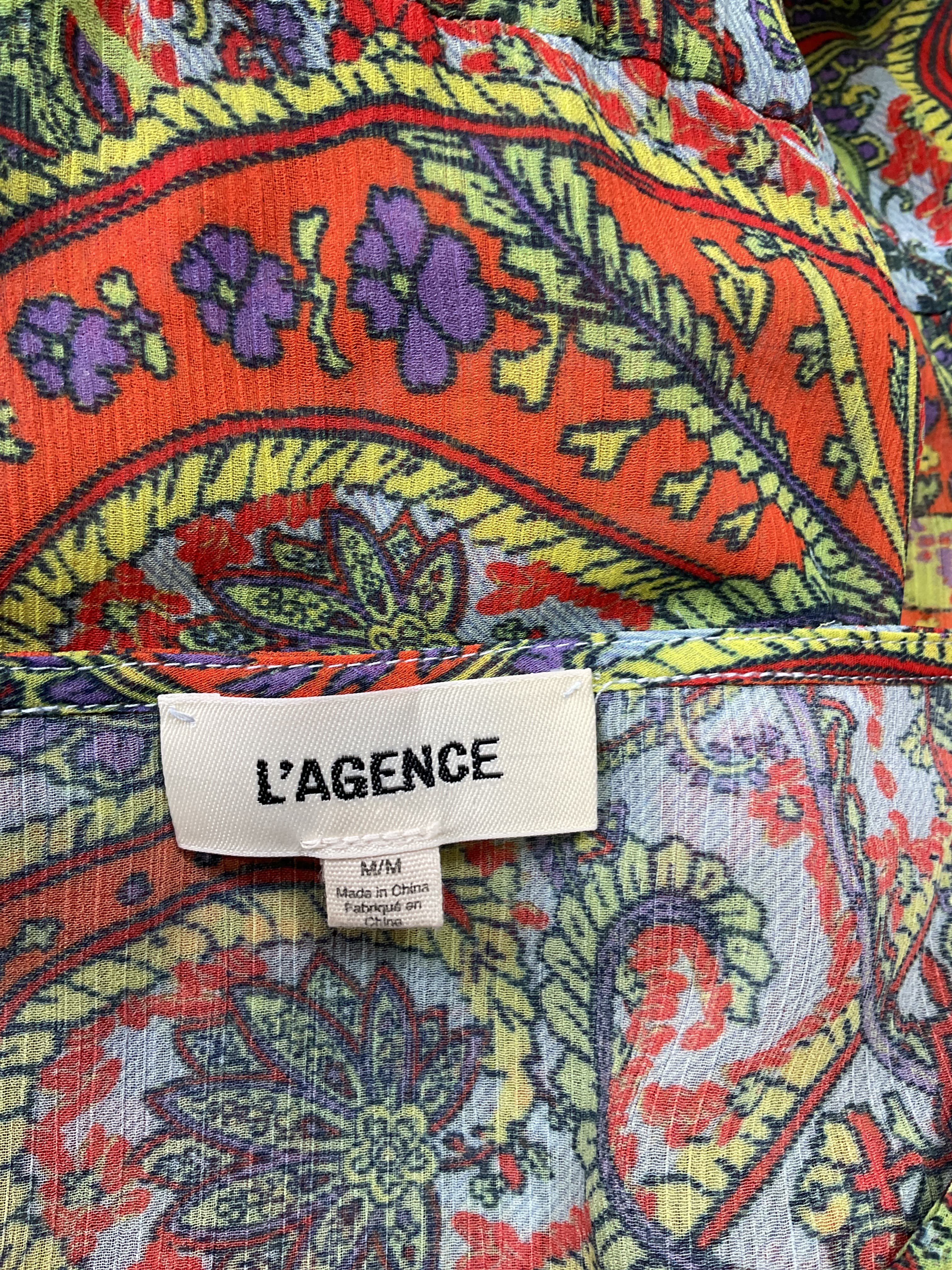Pixie Drawstring Blouse In Light Blue Vintage Paisley - Image 4