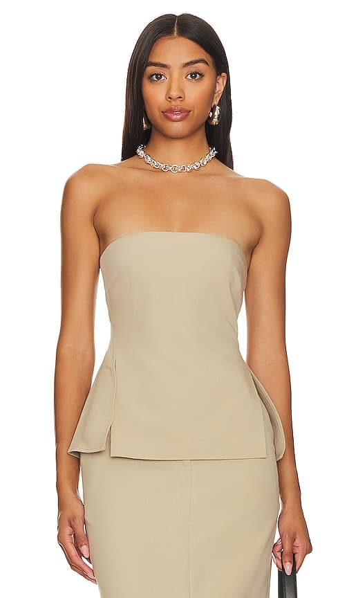 Idalia Tube Top In Taupe Sand - Image 1
