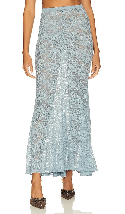 Serafina Lace Maxi Skirt In Shadow Blue - Image 1