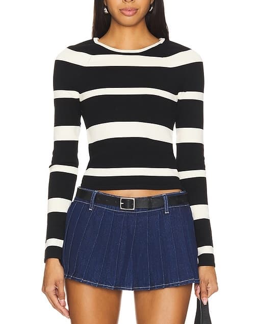 Miriam Striped Sweater In Black & Cream - Image 1