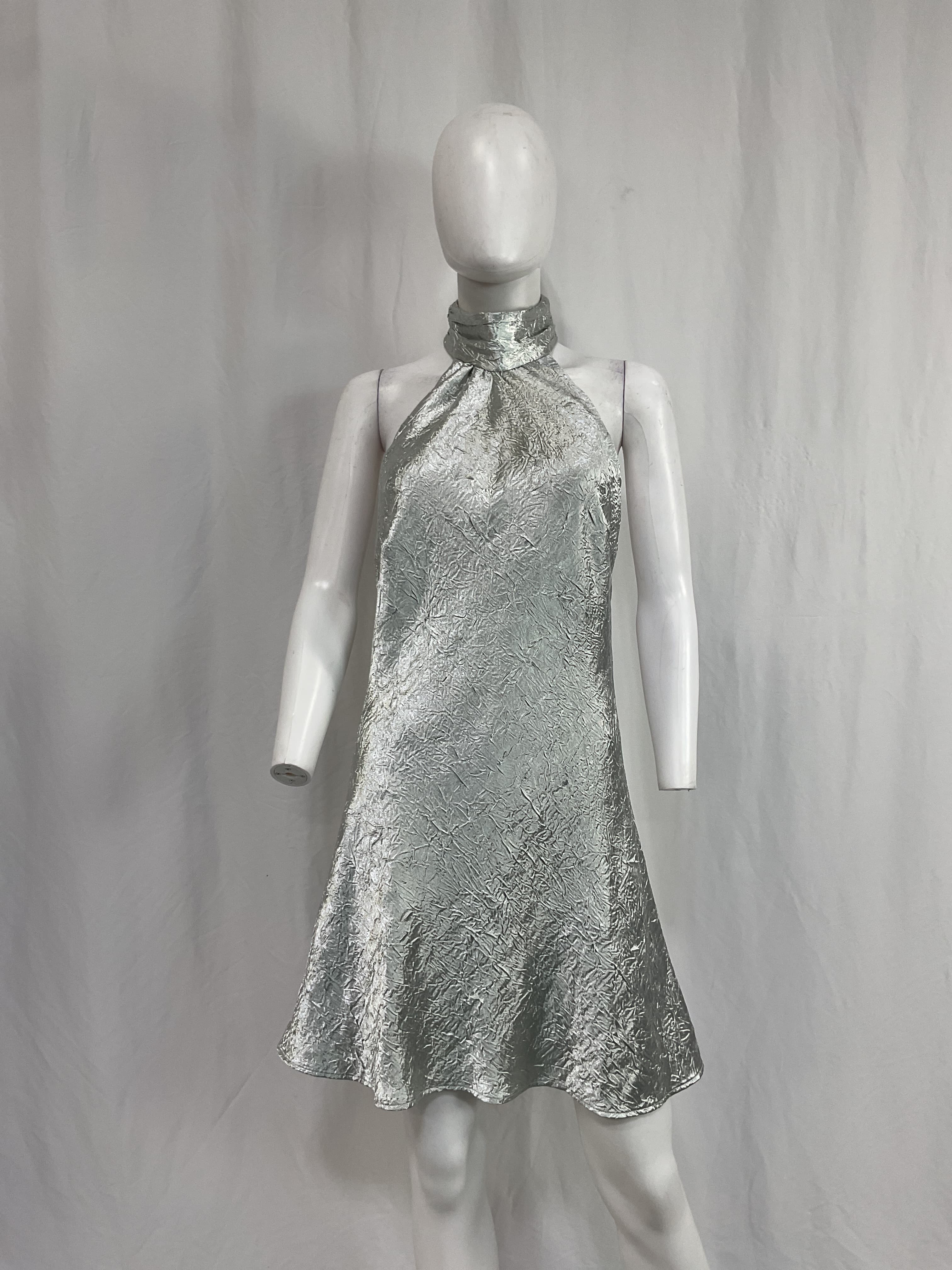 Hayes Mini Dress In Foil Silver - Image 2