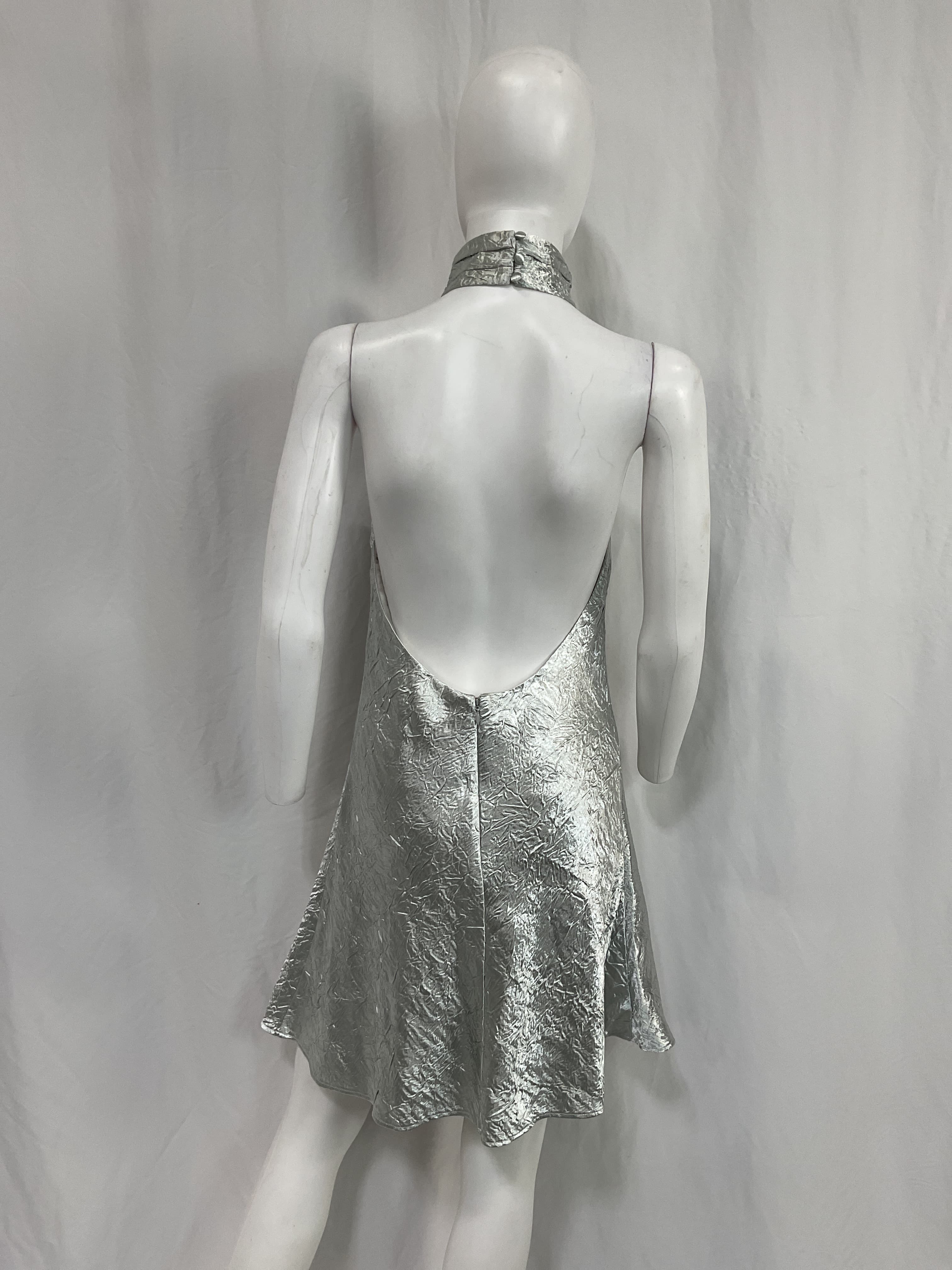 Hayes Mini Dress In Foil Silver - Image 3