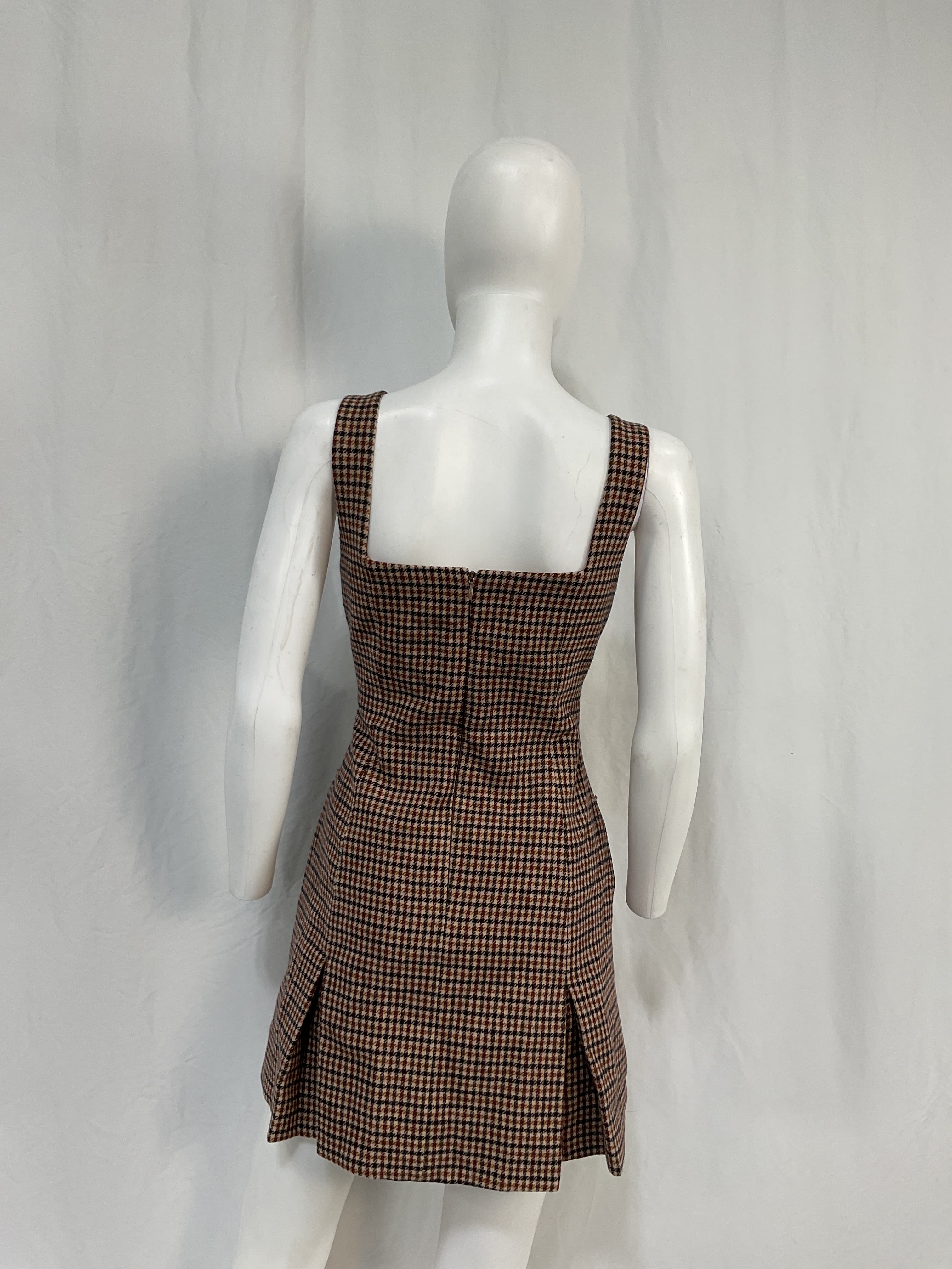 Alexandra Mini Dress In Brown Plaid - Image 2