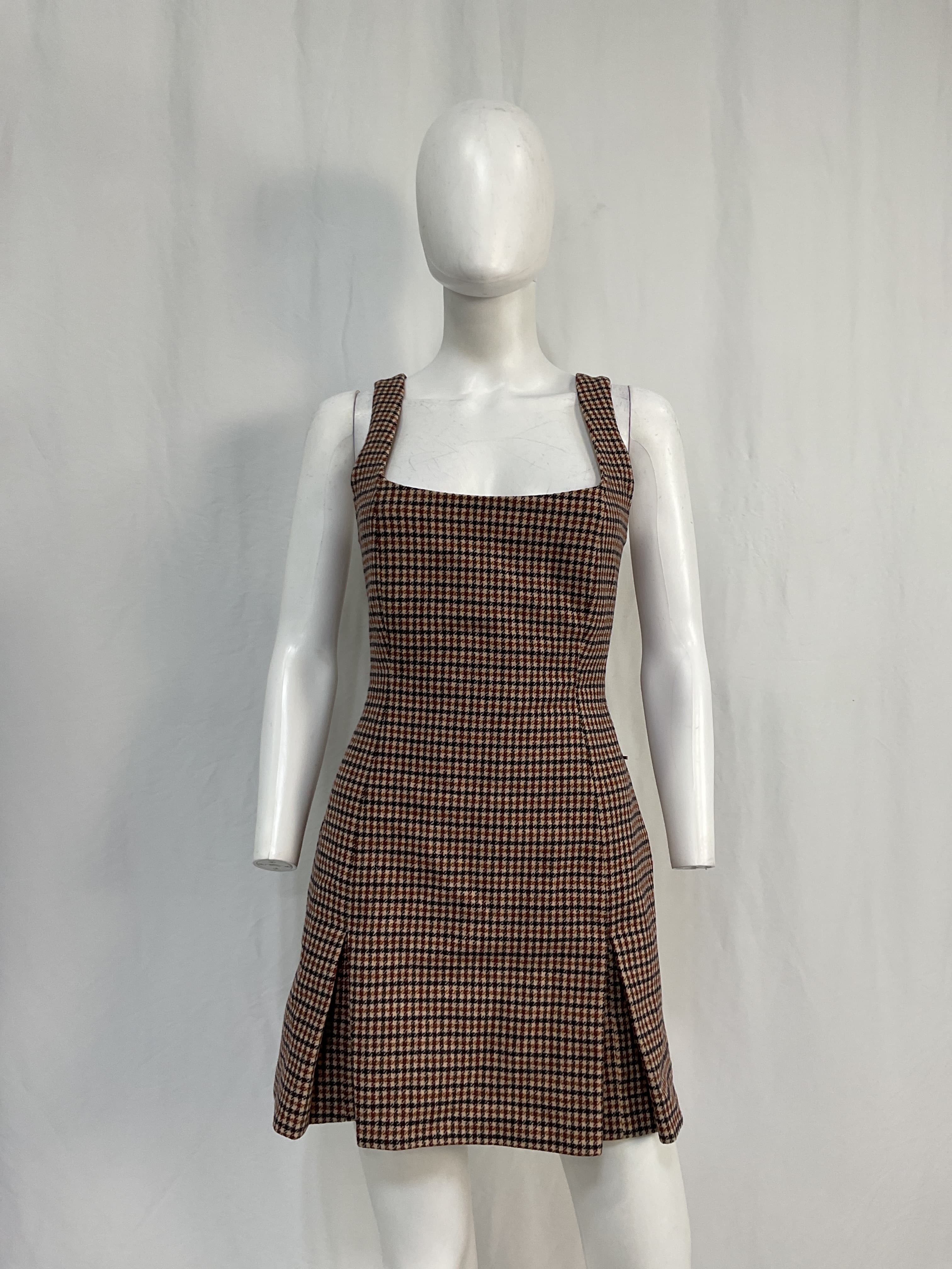 Alexandra Mini Dress In Brown Plaid - Image 4