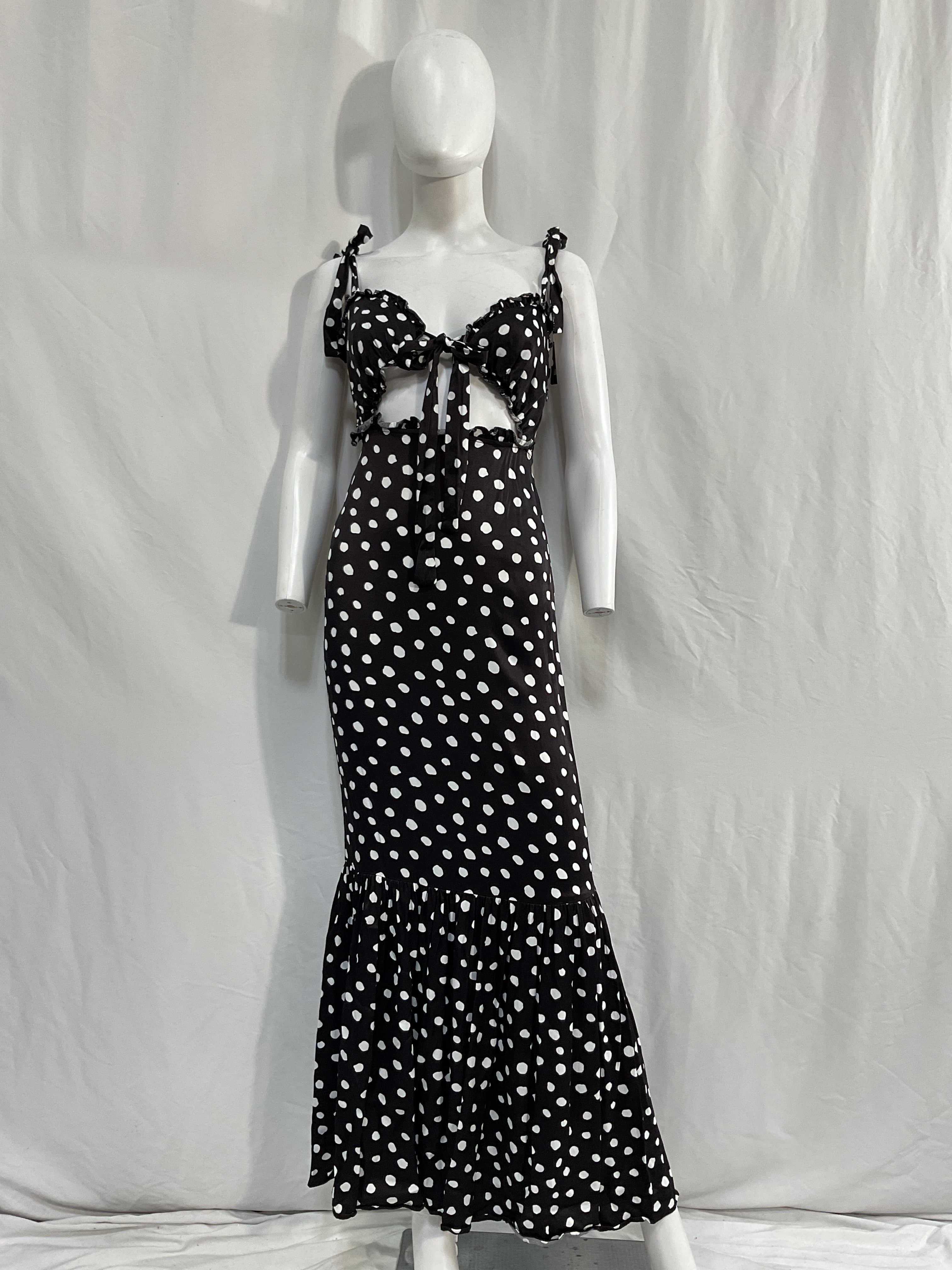 Fiammetta Maxi Dress In Black & White Dot - Image 3