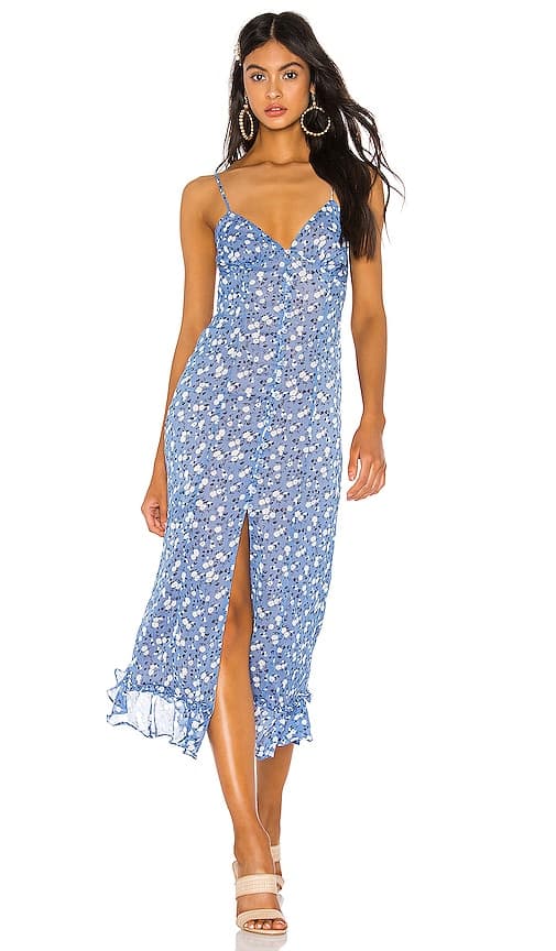 Quincy Midi Dress In Blue Ditsy - Image 1