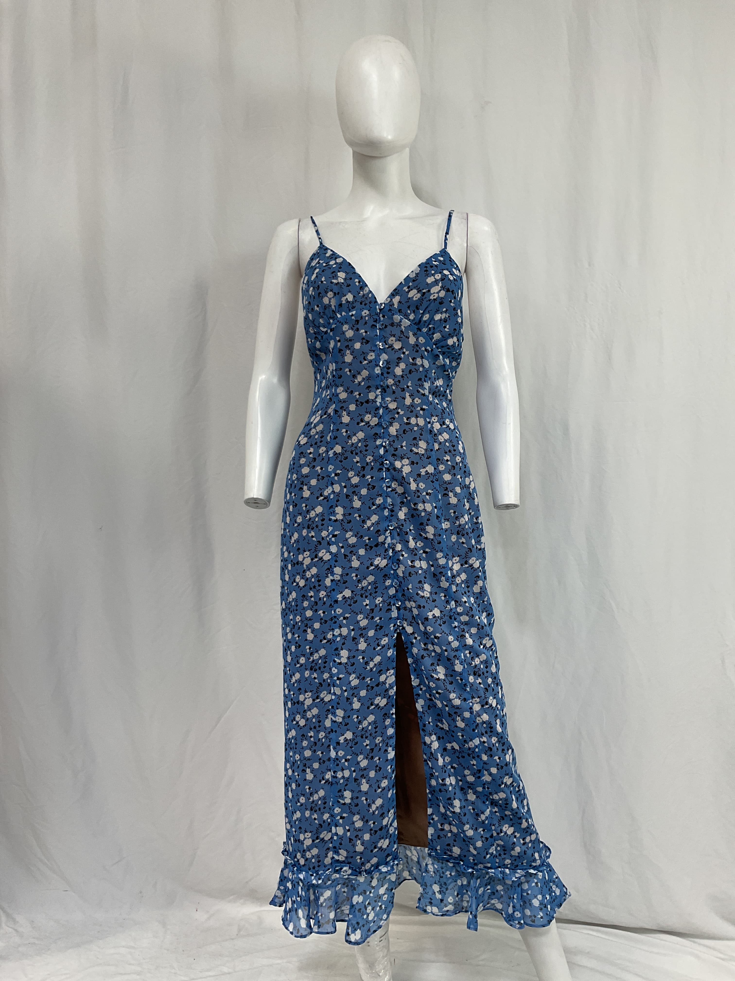 Quincy Midi Dress In Blue Ditsy - Image 2