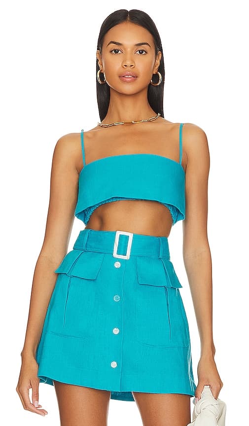 Matthew Bruch X Revolve Structured Bandeau Crop Top In Aquamarine - Image 1