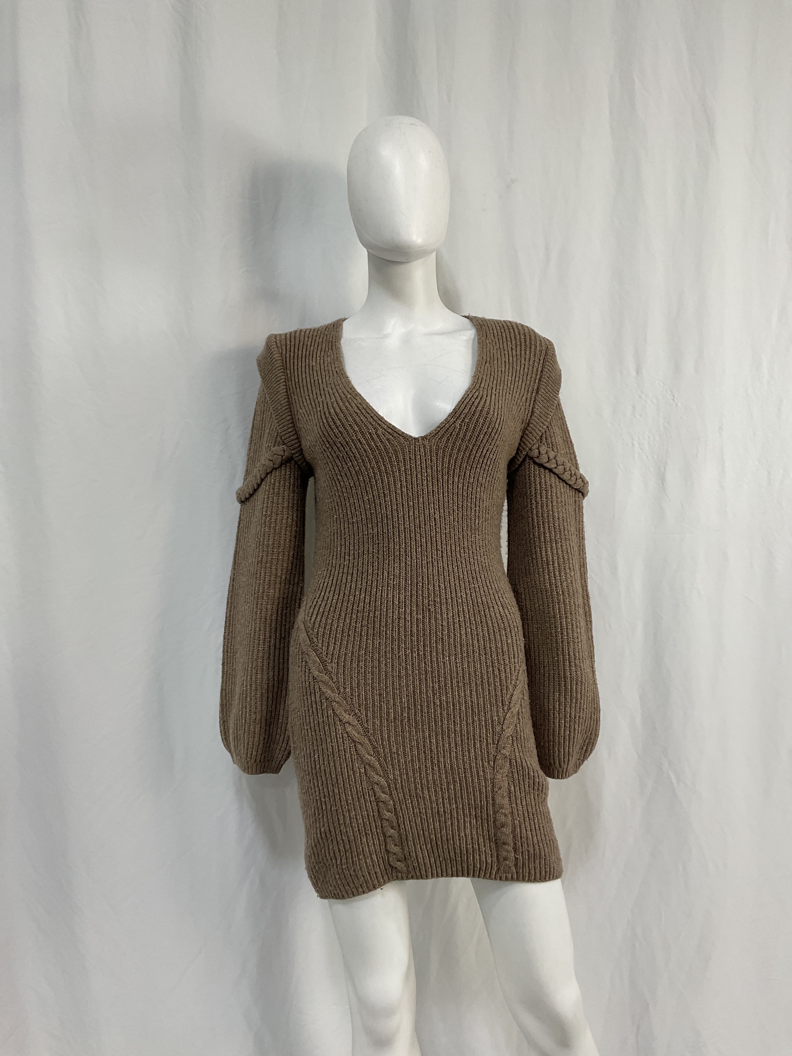 Michael Costello X Revolve Malina Deep V Neck Knit Dress In Taupe - Image 2