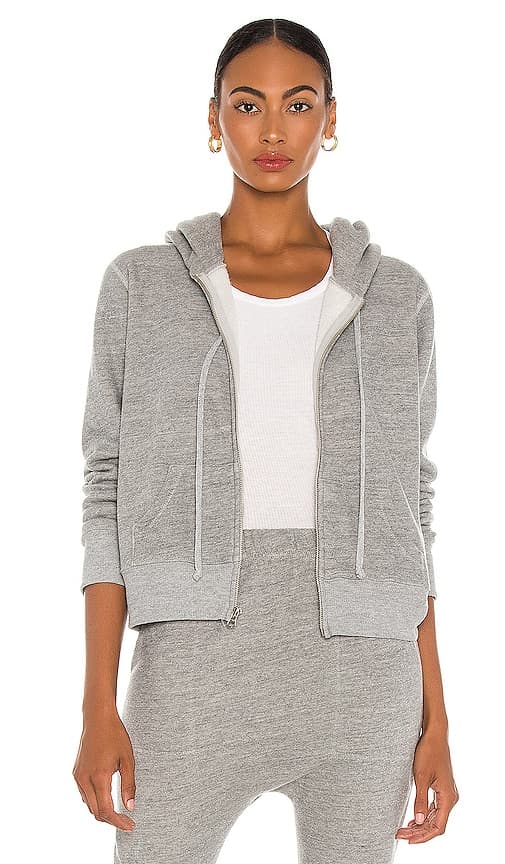 Callie Zip Up Hoodie In Heather Grey - Image 1