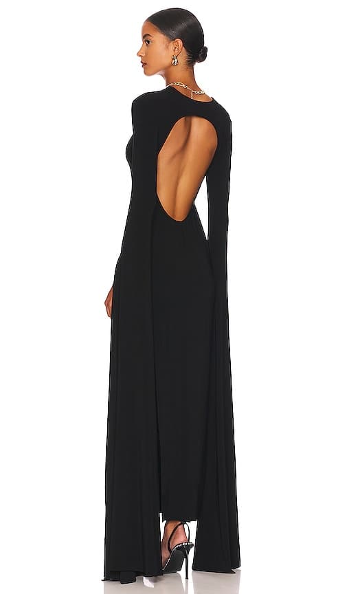 Ribbon Sleeve Gown In Black - Image 1