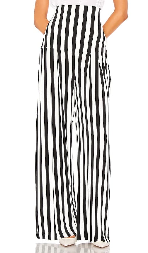 High Waist Pleat Pant In Stripe - Image 1
