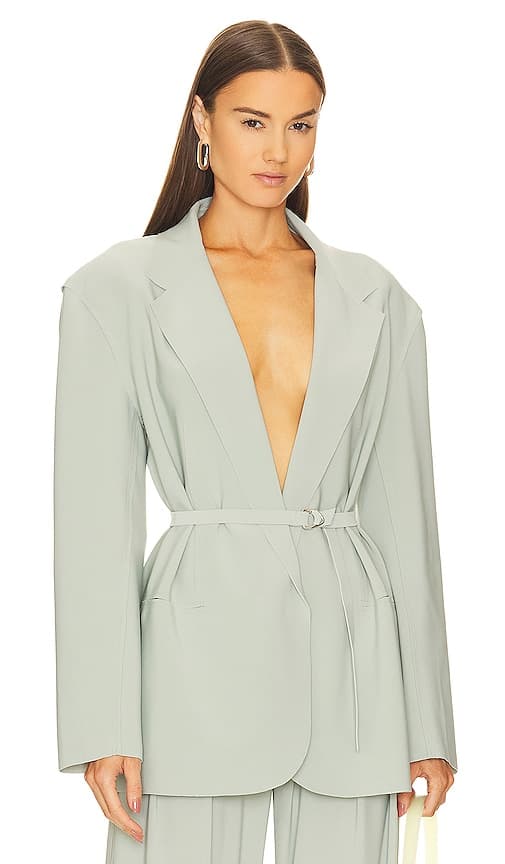 Oversized Single Breasted Jacket In Dried Sage - Image 1