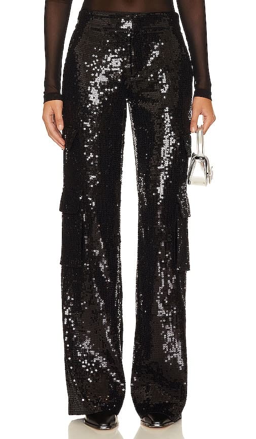 Hayes Sequin Cargo Pant In Black - Image 1